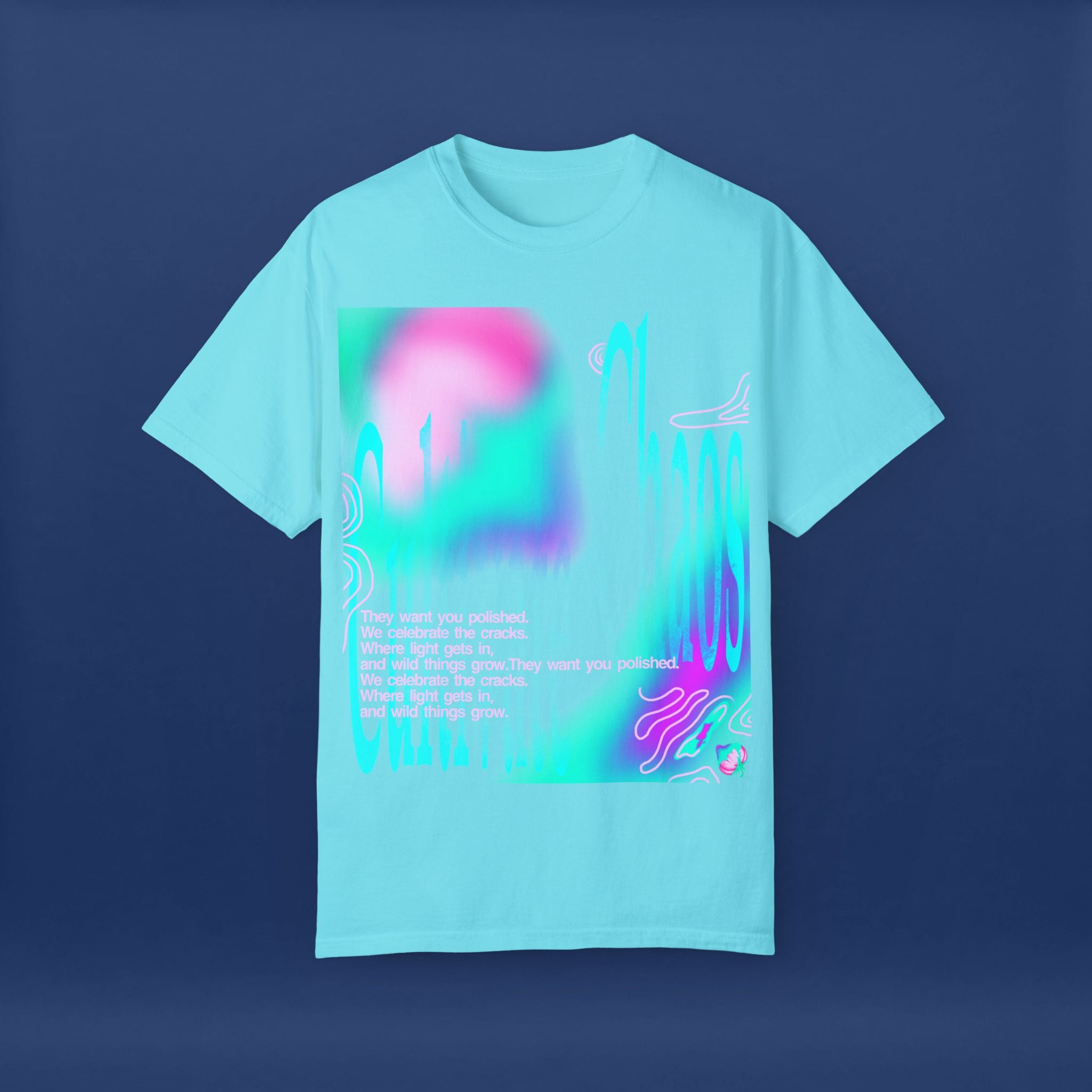 Cyber Neon Apple Graphic Tee Summer Short Sleeve Graphic Tee for Men & Women