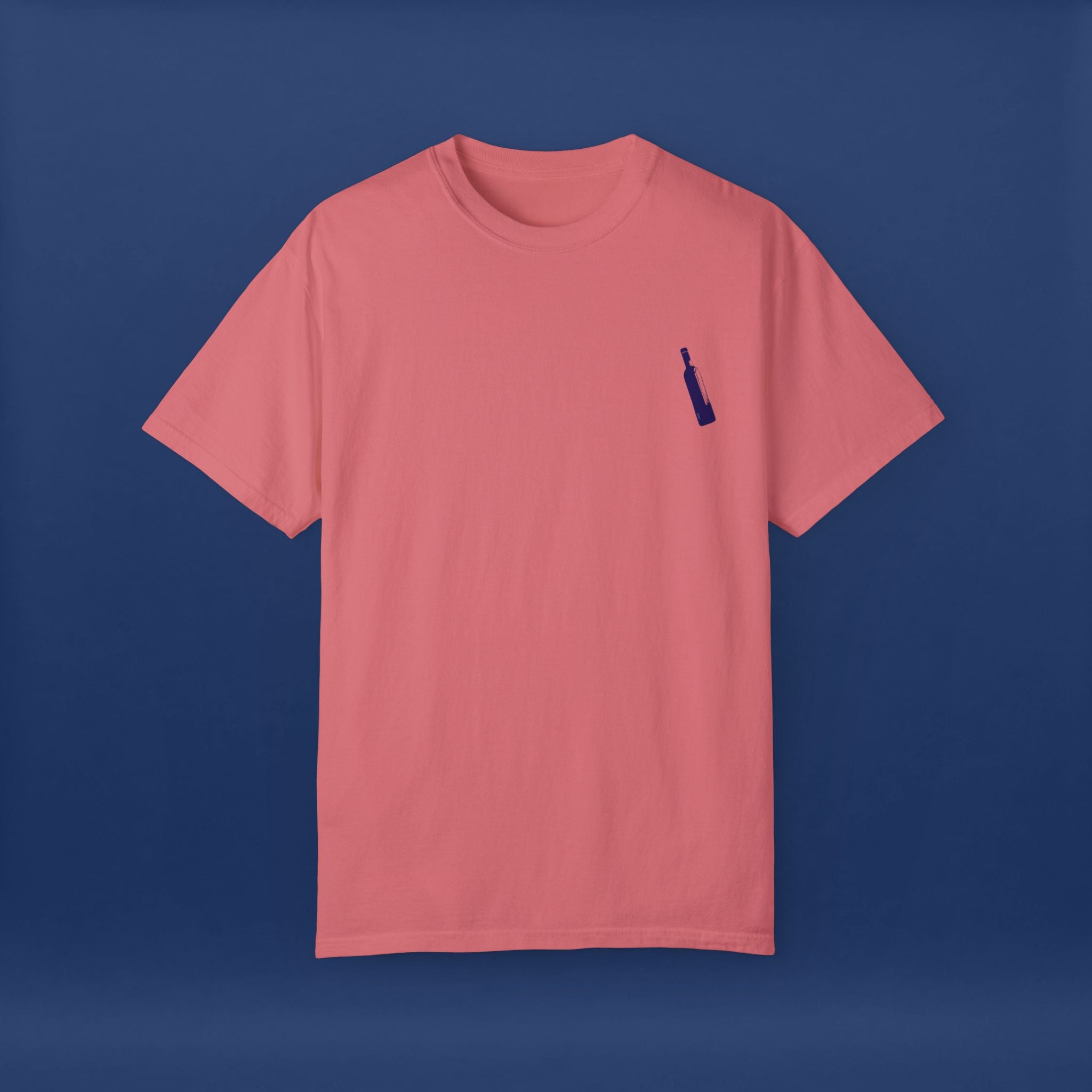 Minimalist Blue Liquor Bottle T-Shirt - Summer Short Sleeve Graphic Tee for Men & Women（Vibrant Colors ）