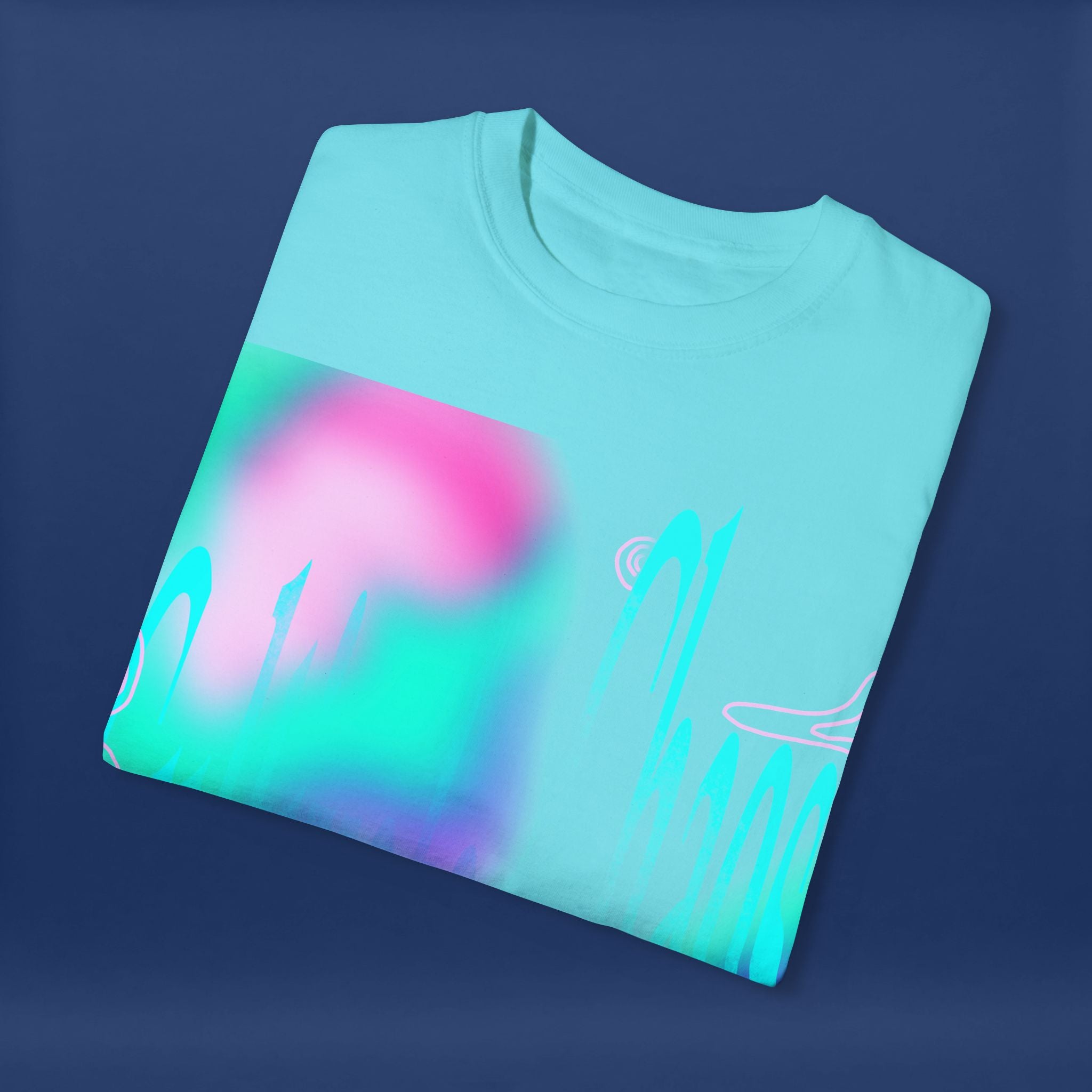 Cyber Neon Apple Graphic Tee Summer Short Sleeve Graphic Tee for Men & Women