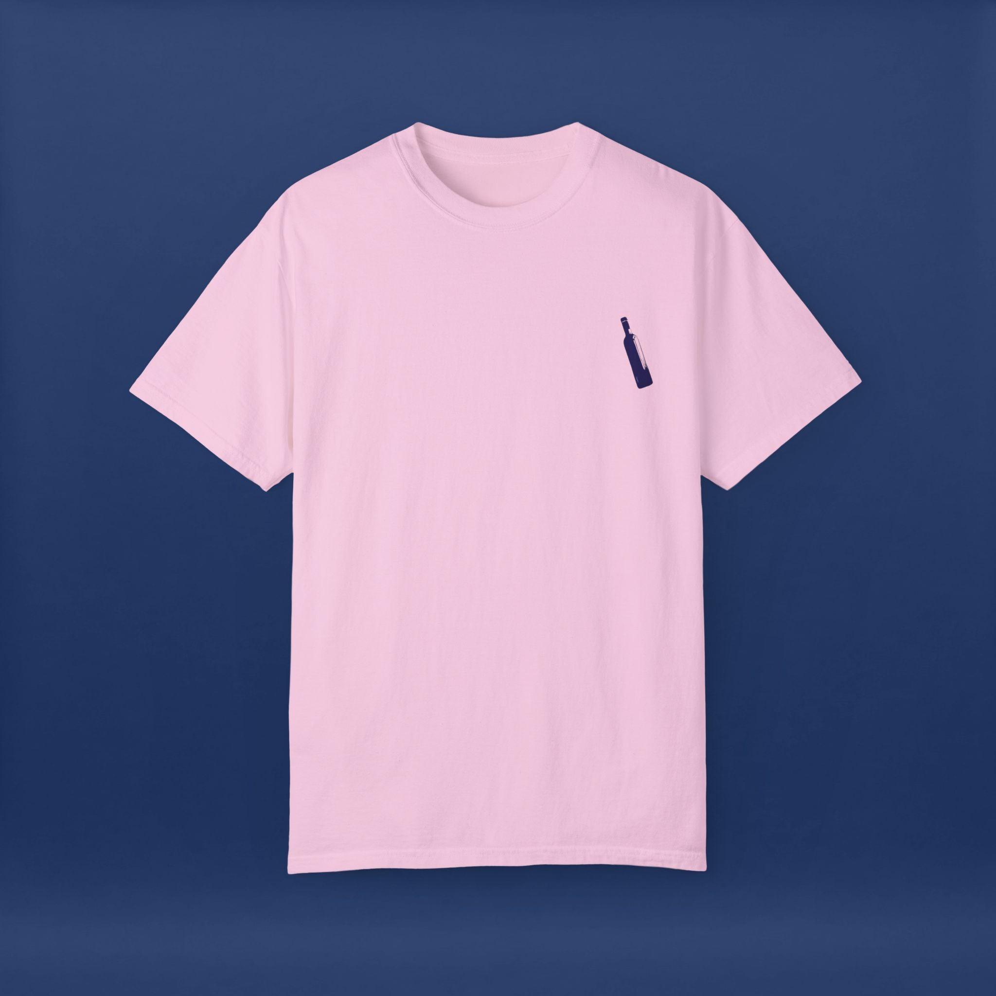 Minimalist Blue Liquor Bottle T-Shirt - Summer Short Sleeve Graphic Tee for Men & Women（Vibrant Colors ）