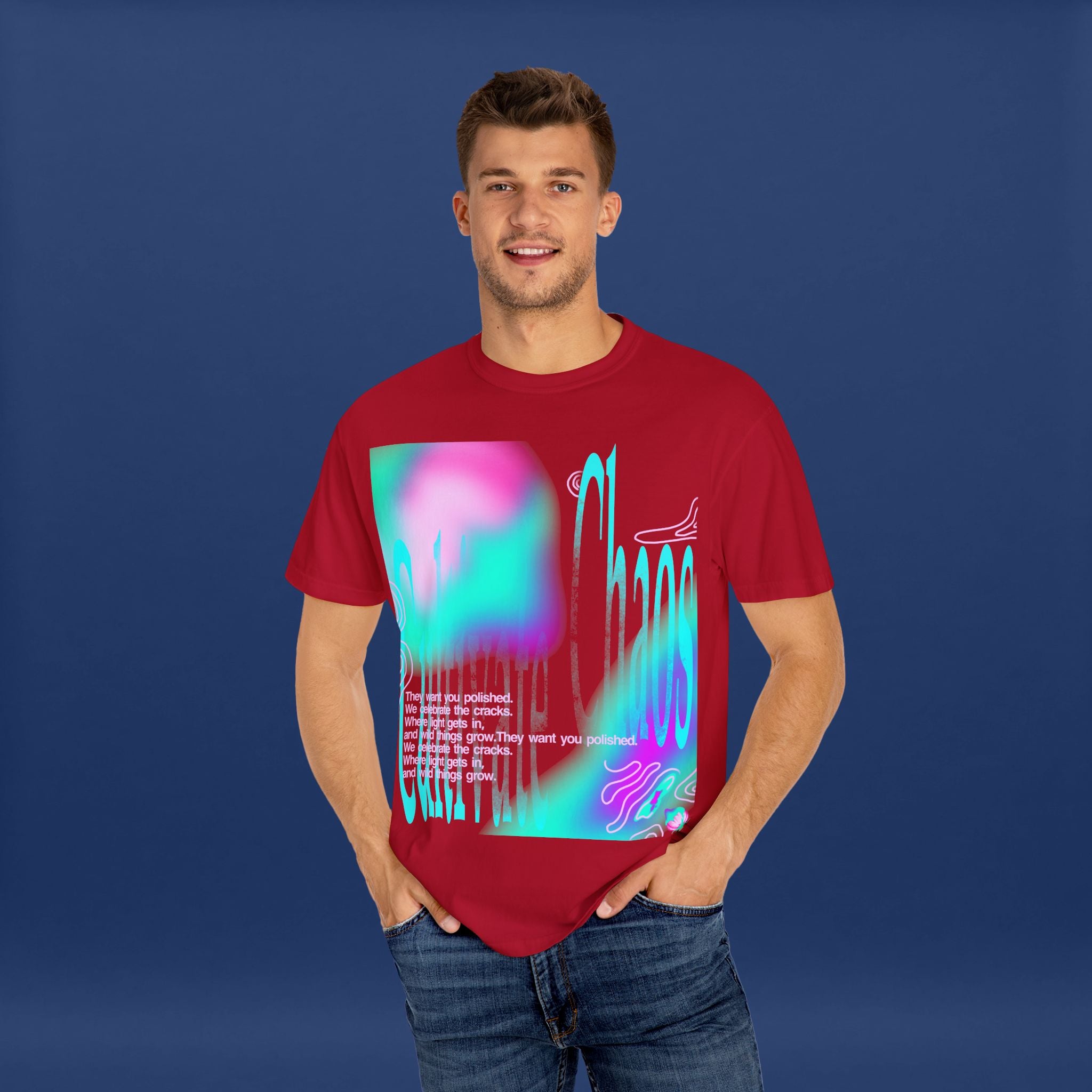 Cyber Neon Apple Graphic Tee Summer Short Sleeve Graphic Tee for Men & Women