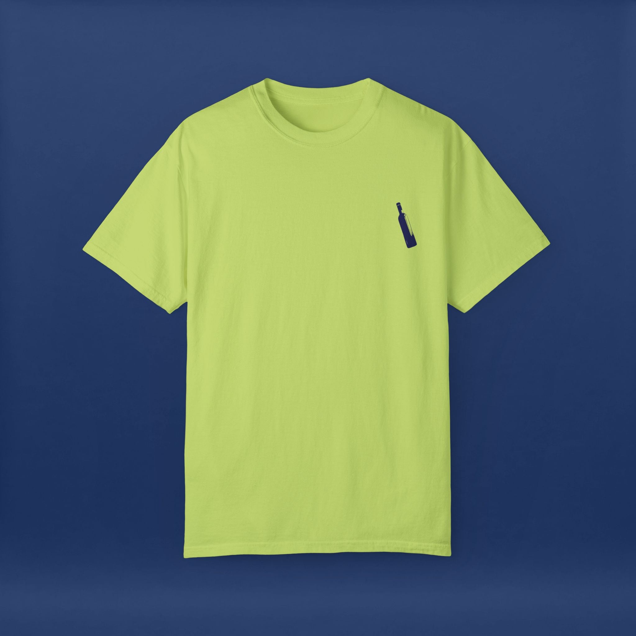 Minimalist Blue Liquor Bottle T-Shirt - Summer Short Sleeve Graphic Tee for Men & Women（Vibrant Colors ）
