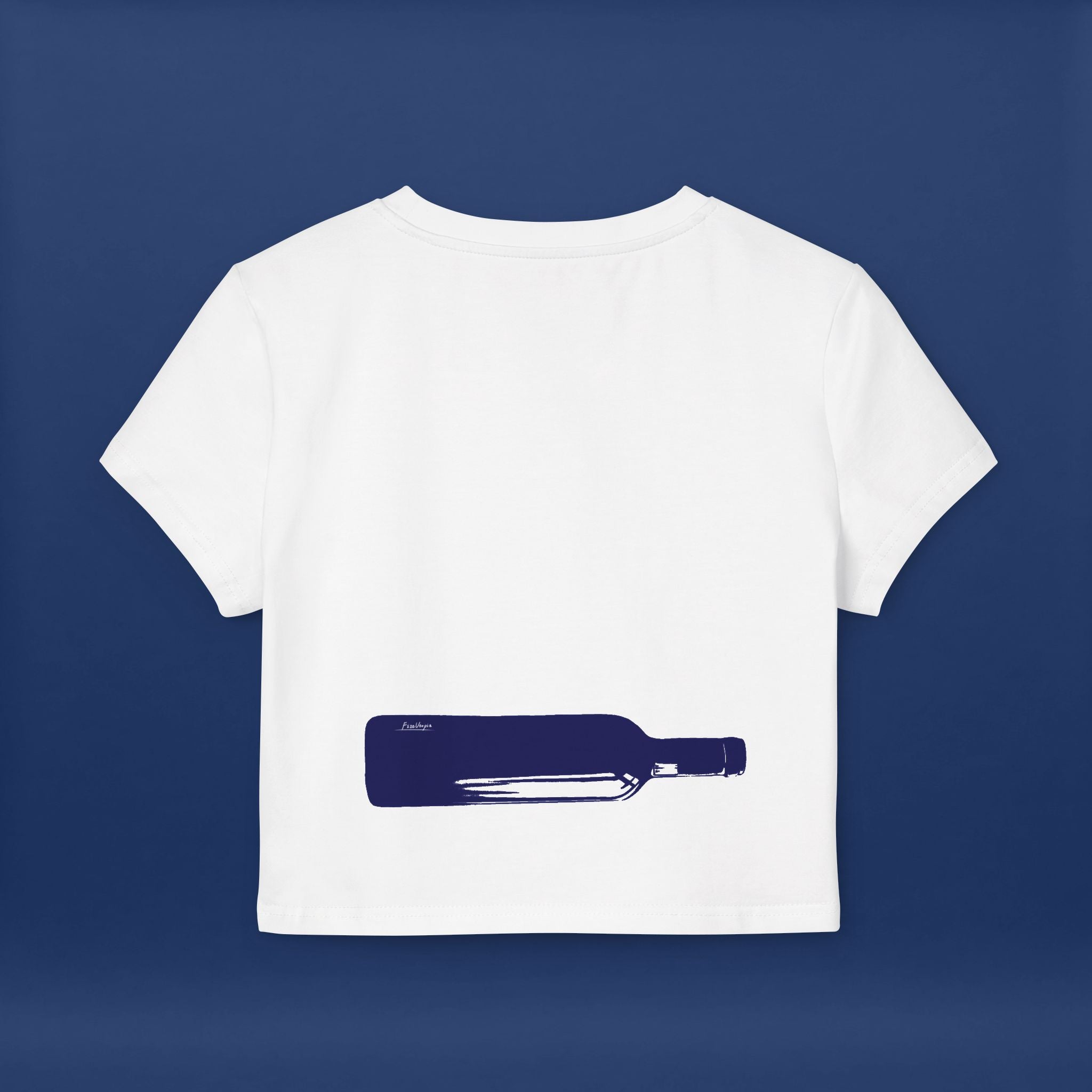 Minimalist Blue Liquor Bottle Chic Women's Baby Tee  -Short Sleeve Graphic Tee