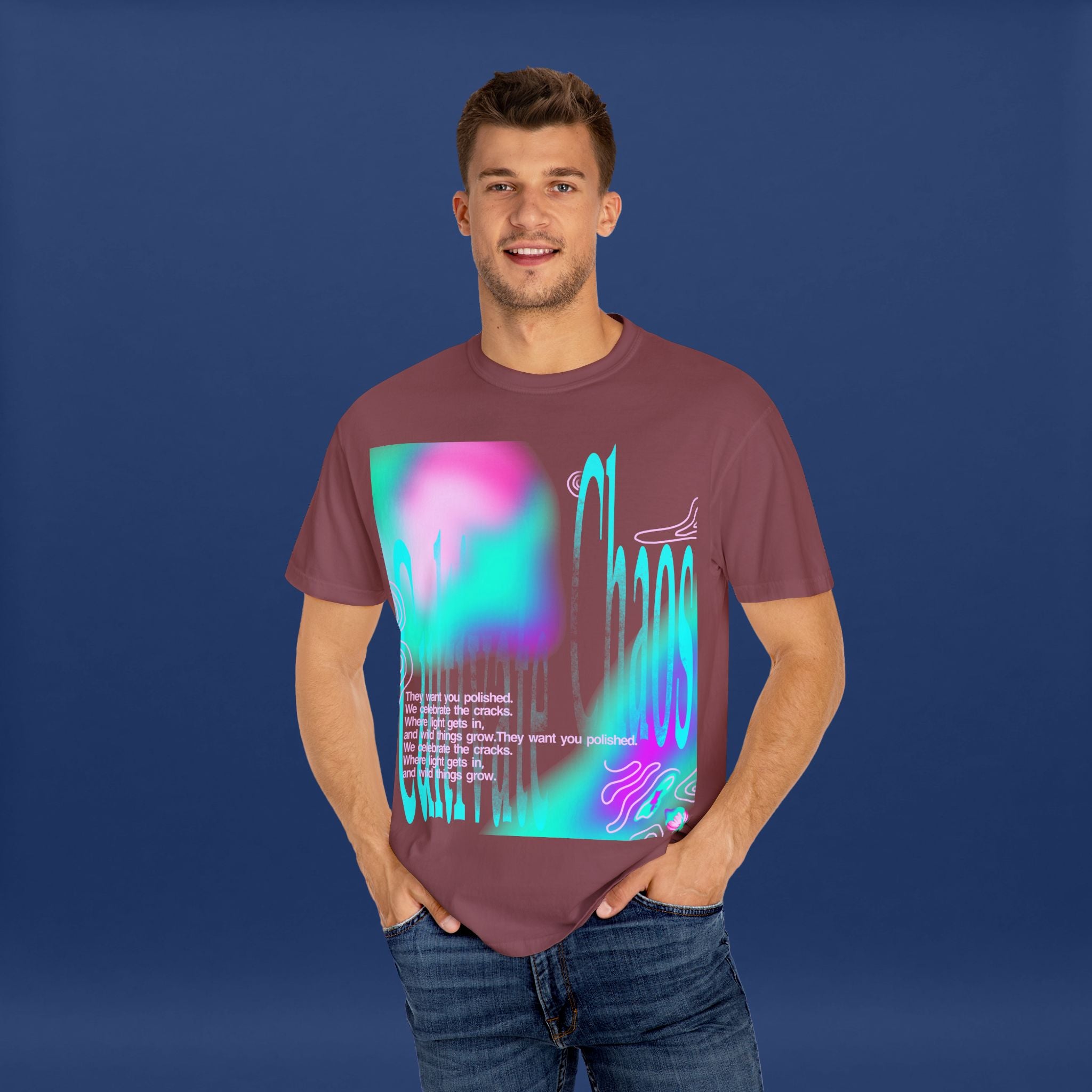 Cyber Neon Apple Graphic Tee Summer Short Sleeve Graphic Tee for Men & Women