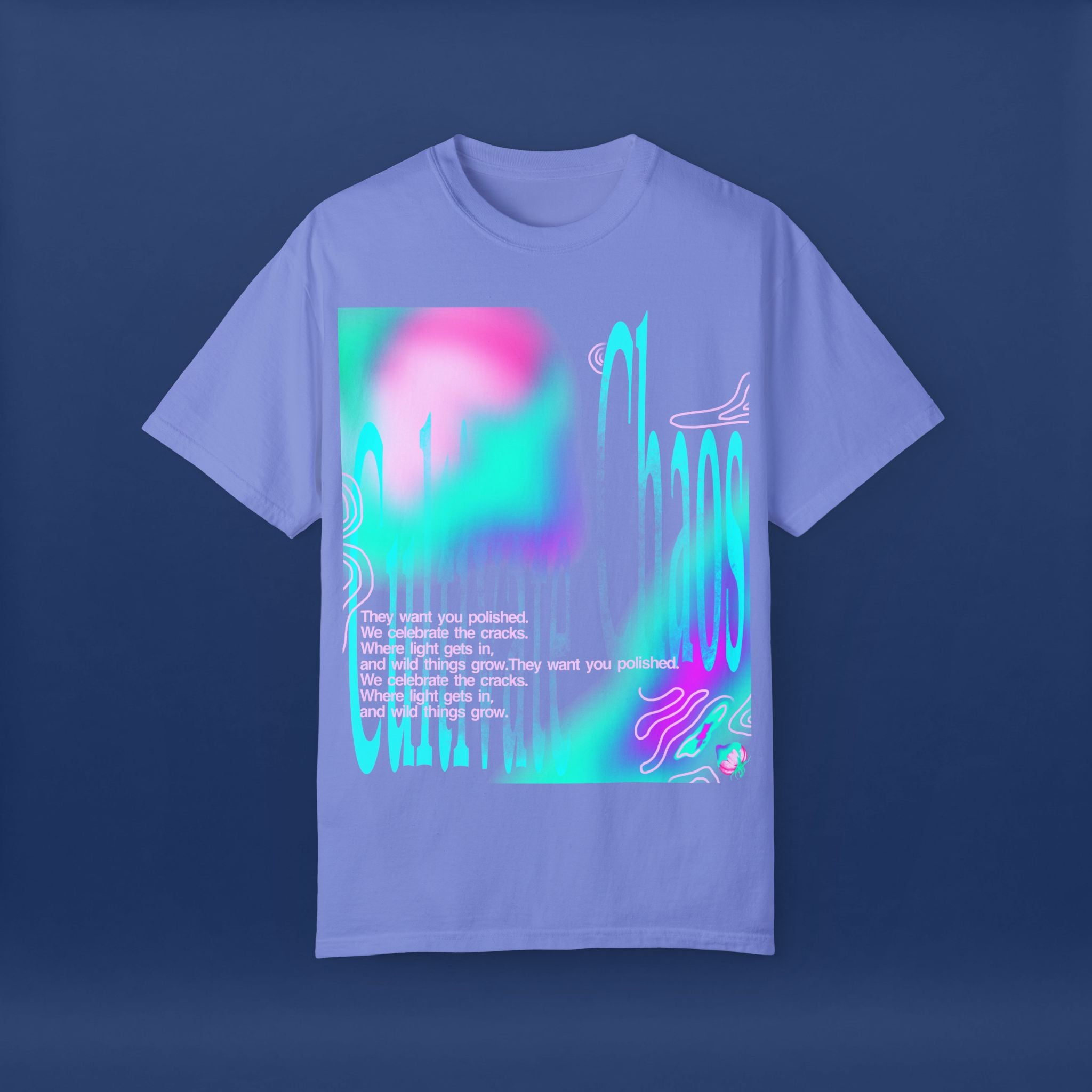 Cyber Neon Apple Graphic Tee Summer Short Sleeve Graphic Tee for Men & Women