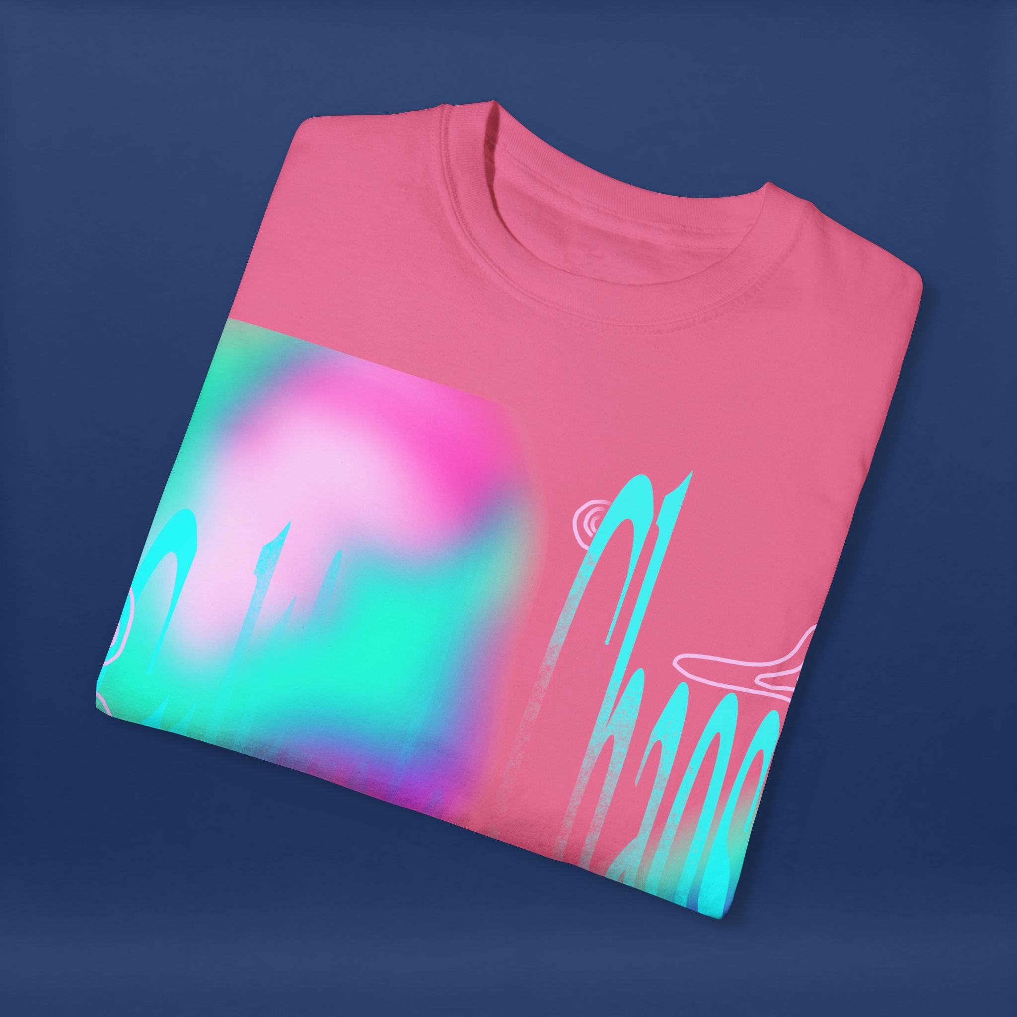 Cyber Neon Apple Graphic Tee Summer Short Sleeve Graphic Tee for Men & Women