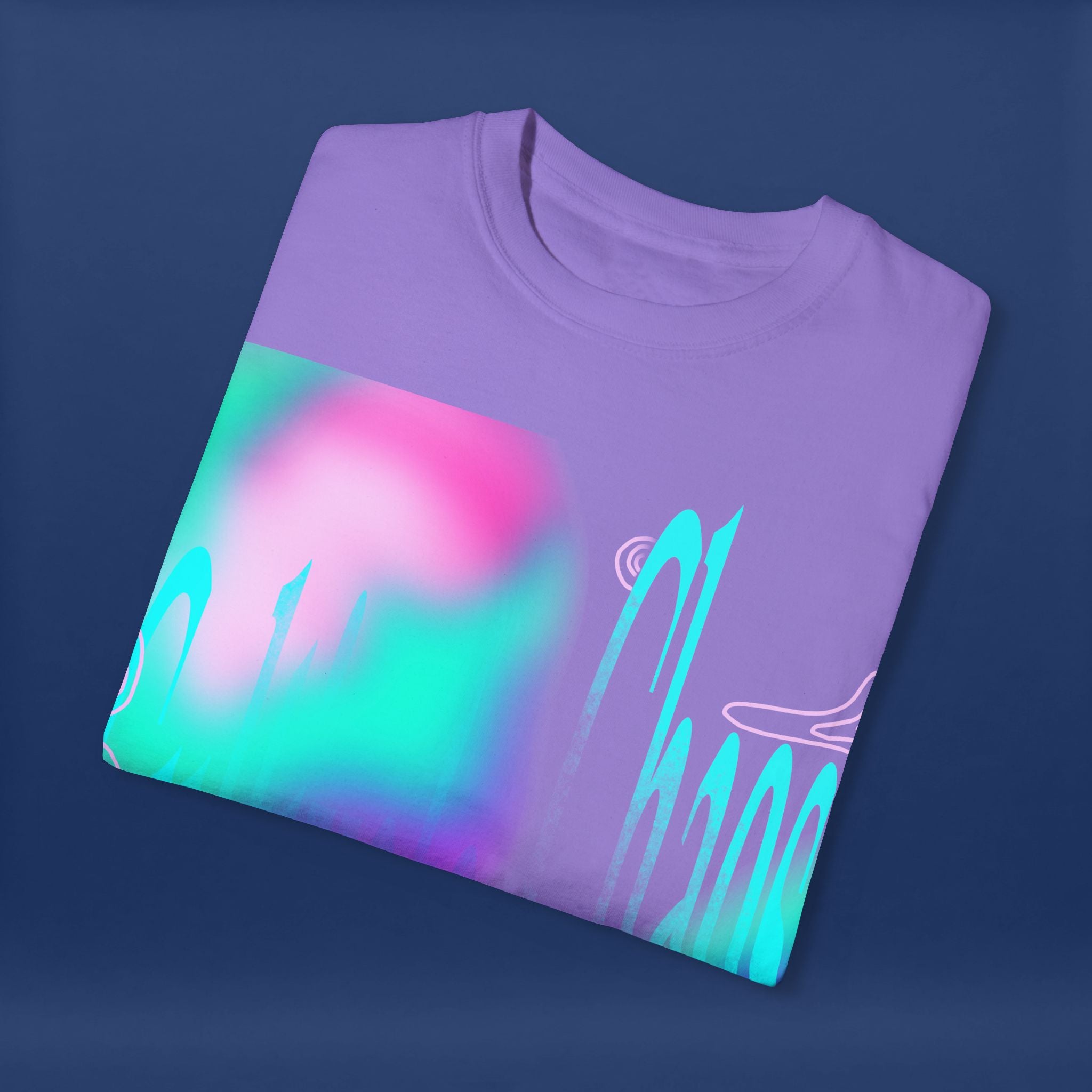 Cyber Neon Apple Graphic Tee Summer Short Sleeve Graphic Tee for Men & Women