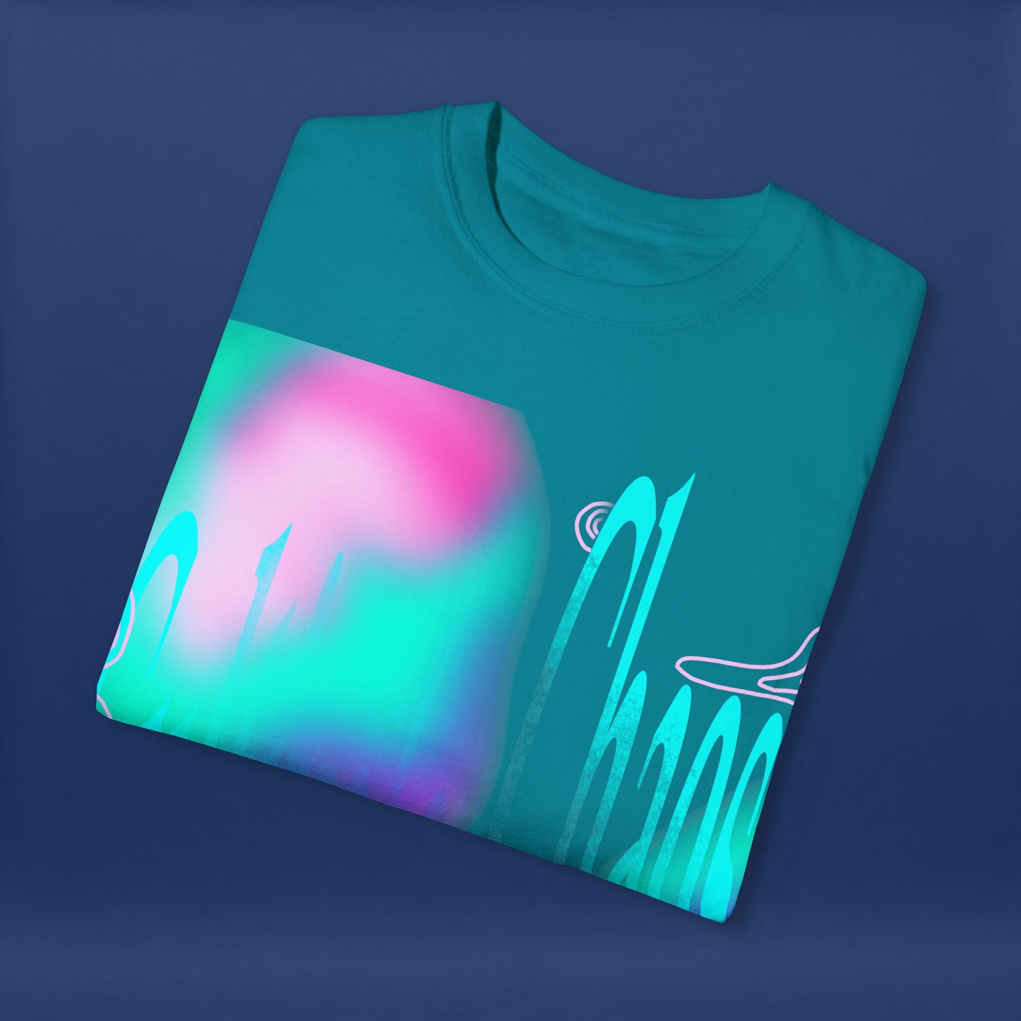 Cyber Neon Apple Graphic Tee Summer Short Sleeve Graphic Tee for Men & Women