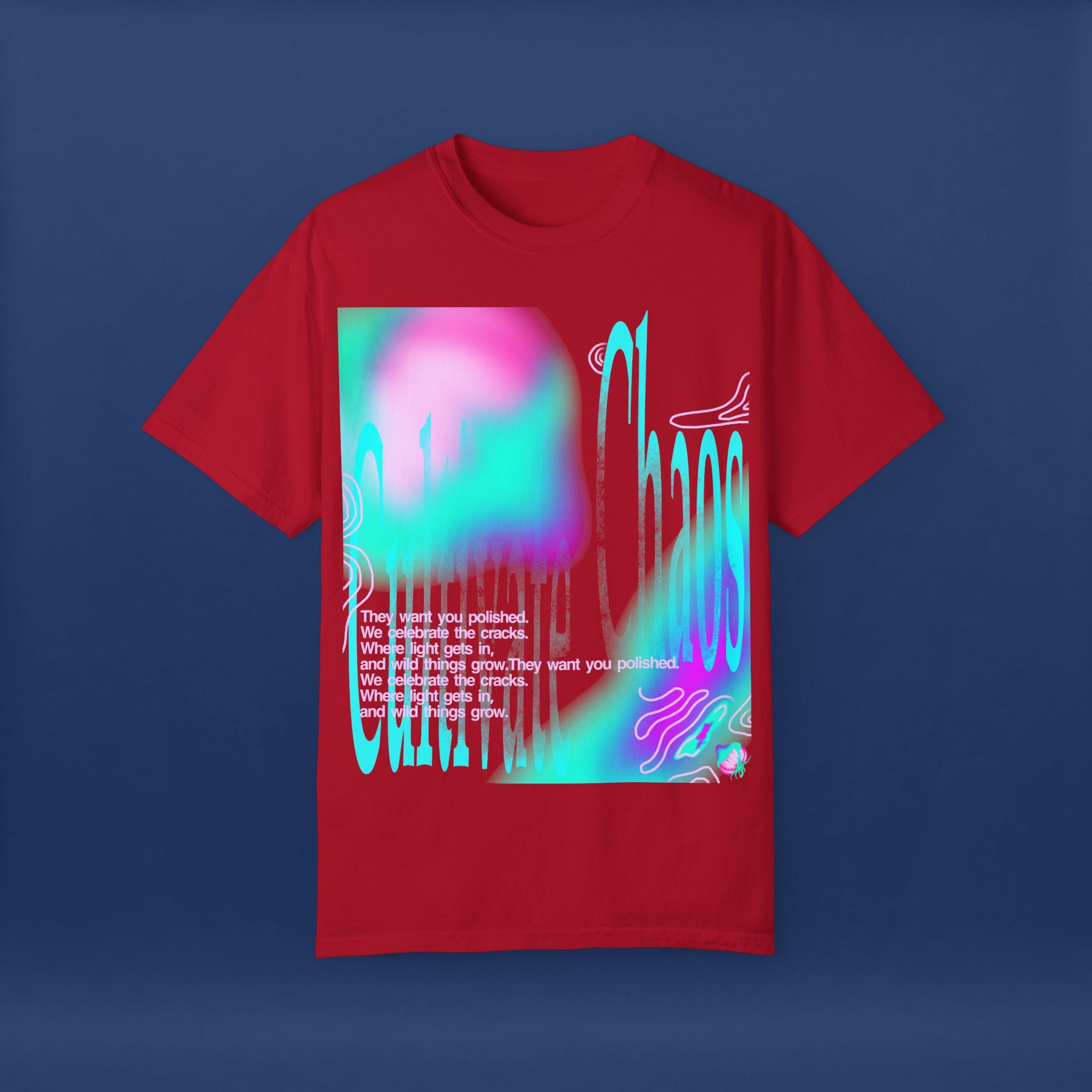 Cyber Neon Apple Graphic Tee Summer Short Sleeve Graphic Tee for Men & Women