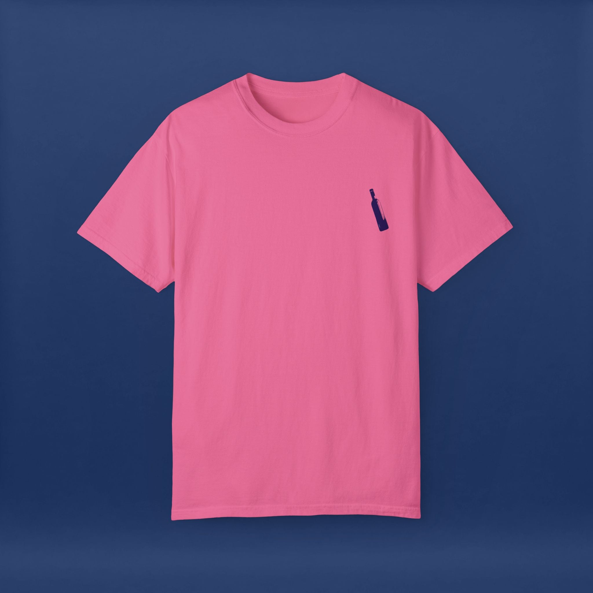 Minimalist Blue Liquor Bottle T-Shirt - Summer Short Sleeve Graphic Tee for Men & Women（Vibrant Colors ）