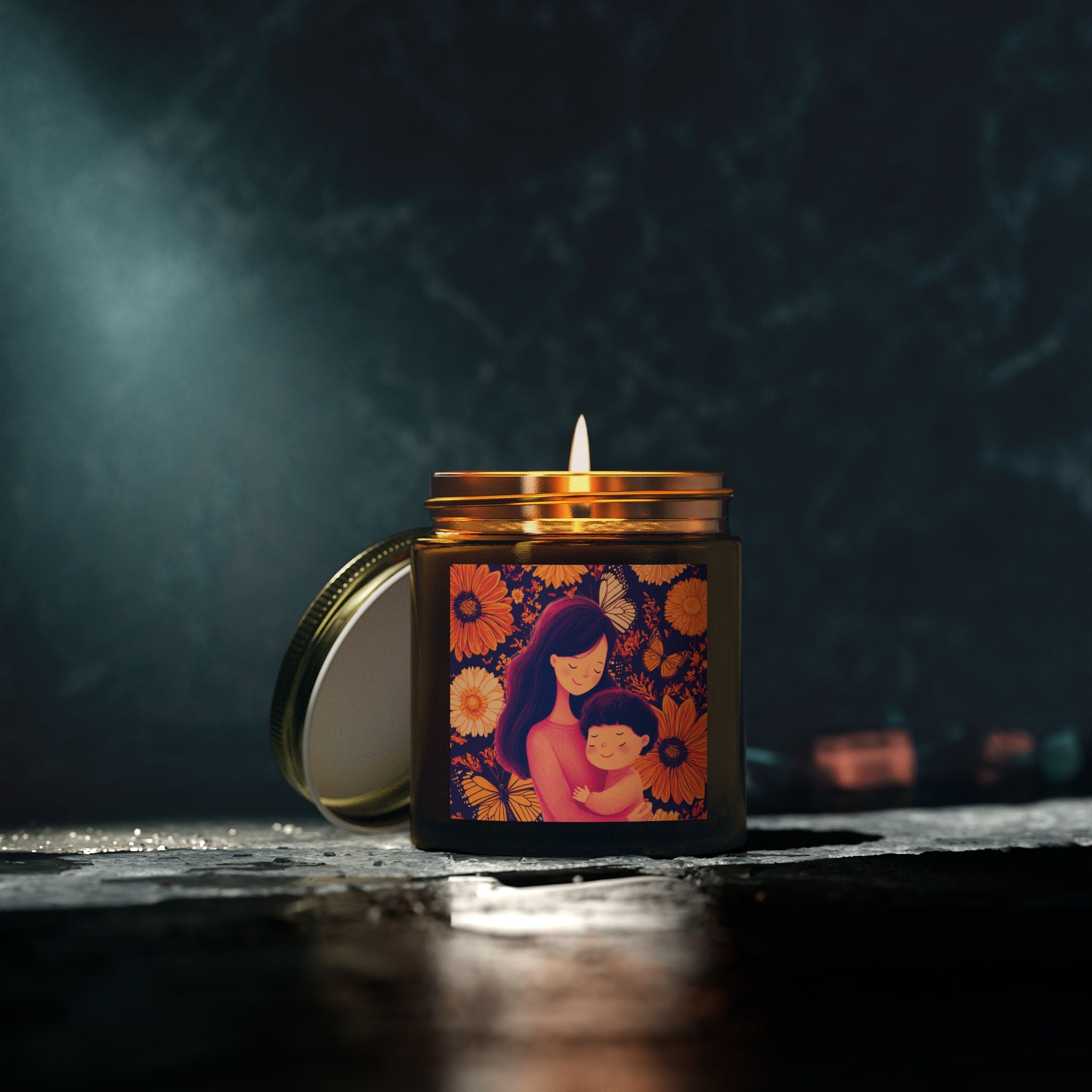Copy of Scented Candle - Coconut Apricot Wax, Floral Mother's Love Design