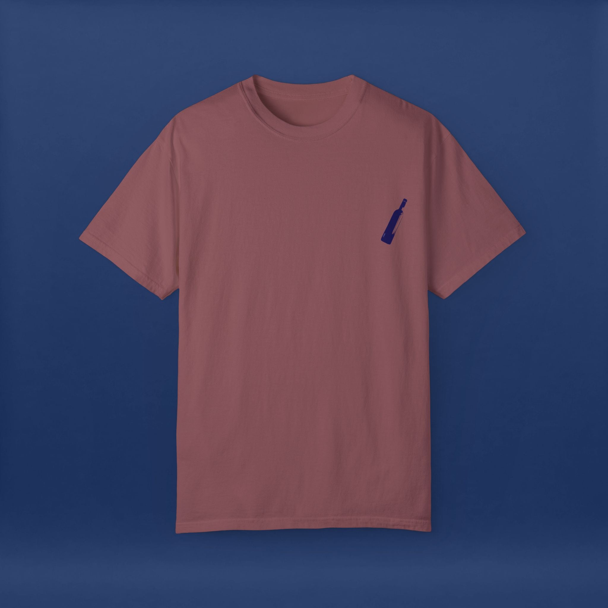 Minimalist Blue Liquor Bottle T-Shirt - Summer Short Sleeve Graphic Tee for Men & Women（Standard Colors ）