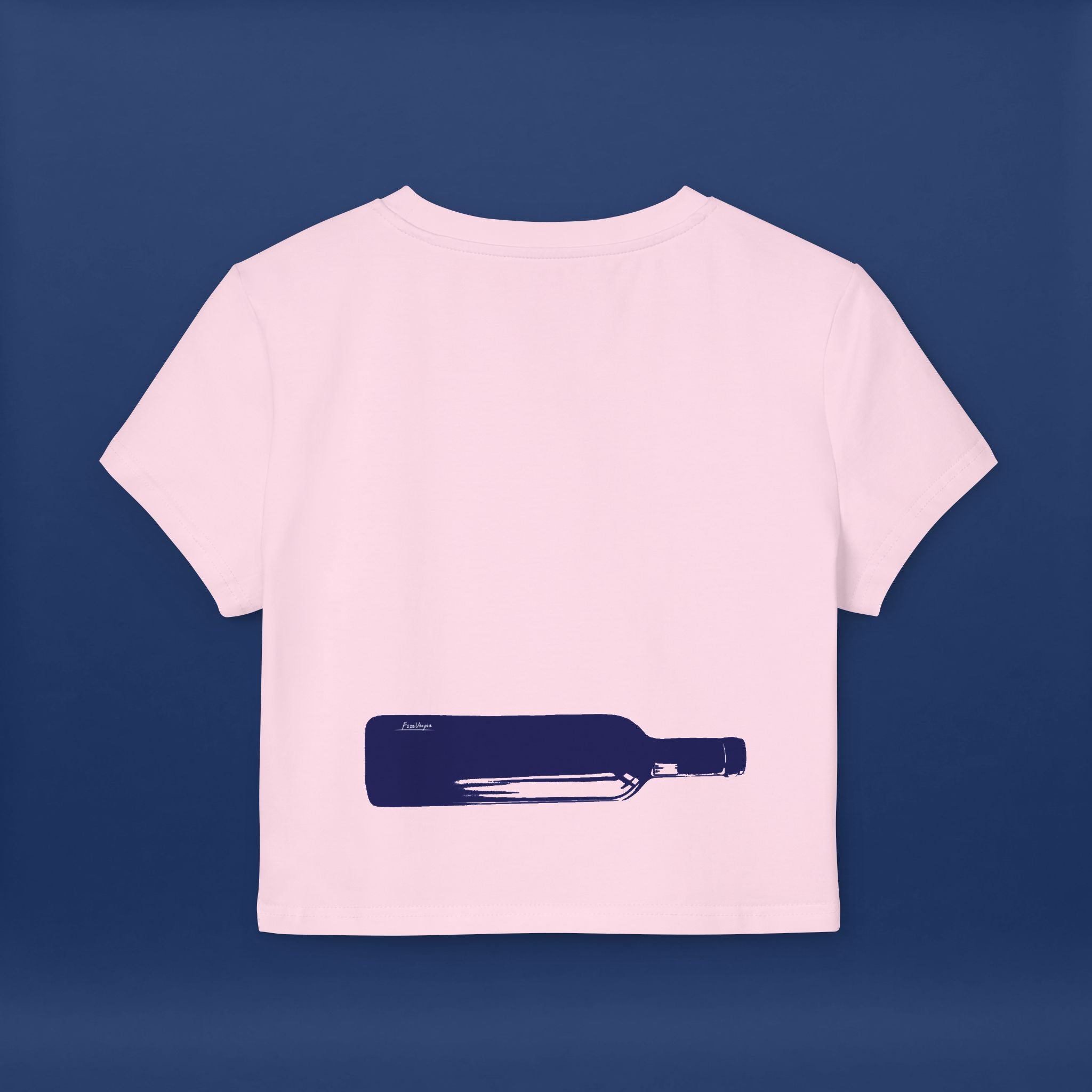 Minimalist Blue Liquor Bottle Chic Women's Baby Tee  -Short Sleeve Graphic Tee