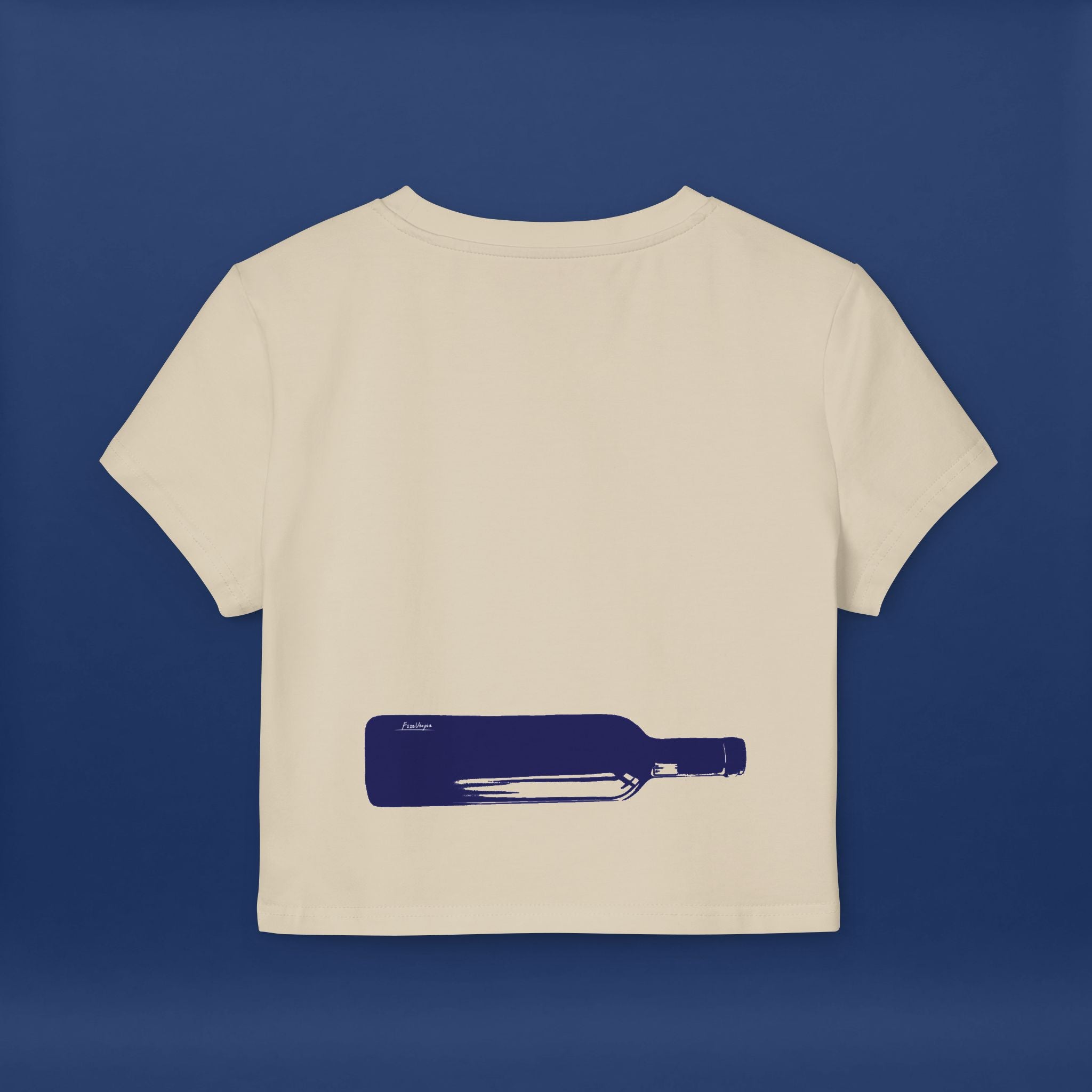 Minimalist Blue Liquor Bottle Chic Women's Baby Tee  -Short Sleeve Graphic Tee