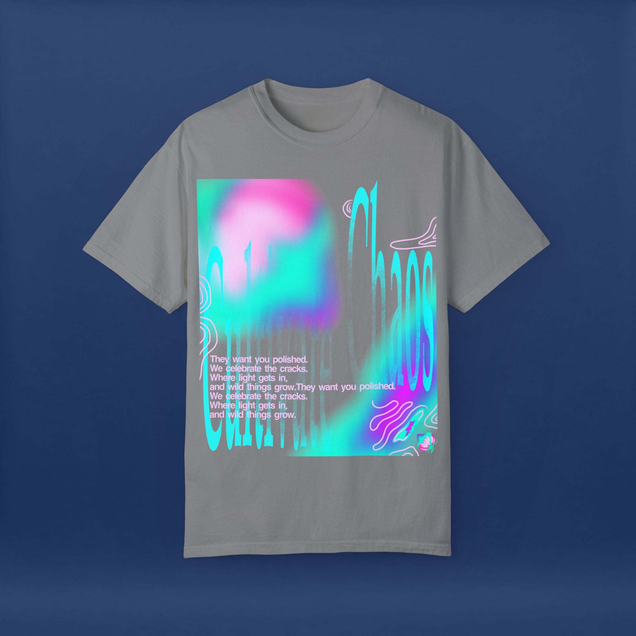 Cyber Neon Apple Graphic Tee Summer Short Sleeve Graphic Tee for Men & Women