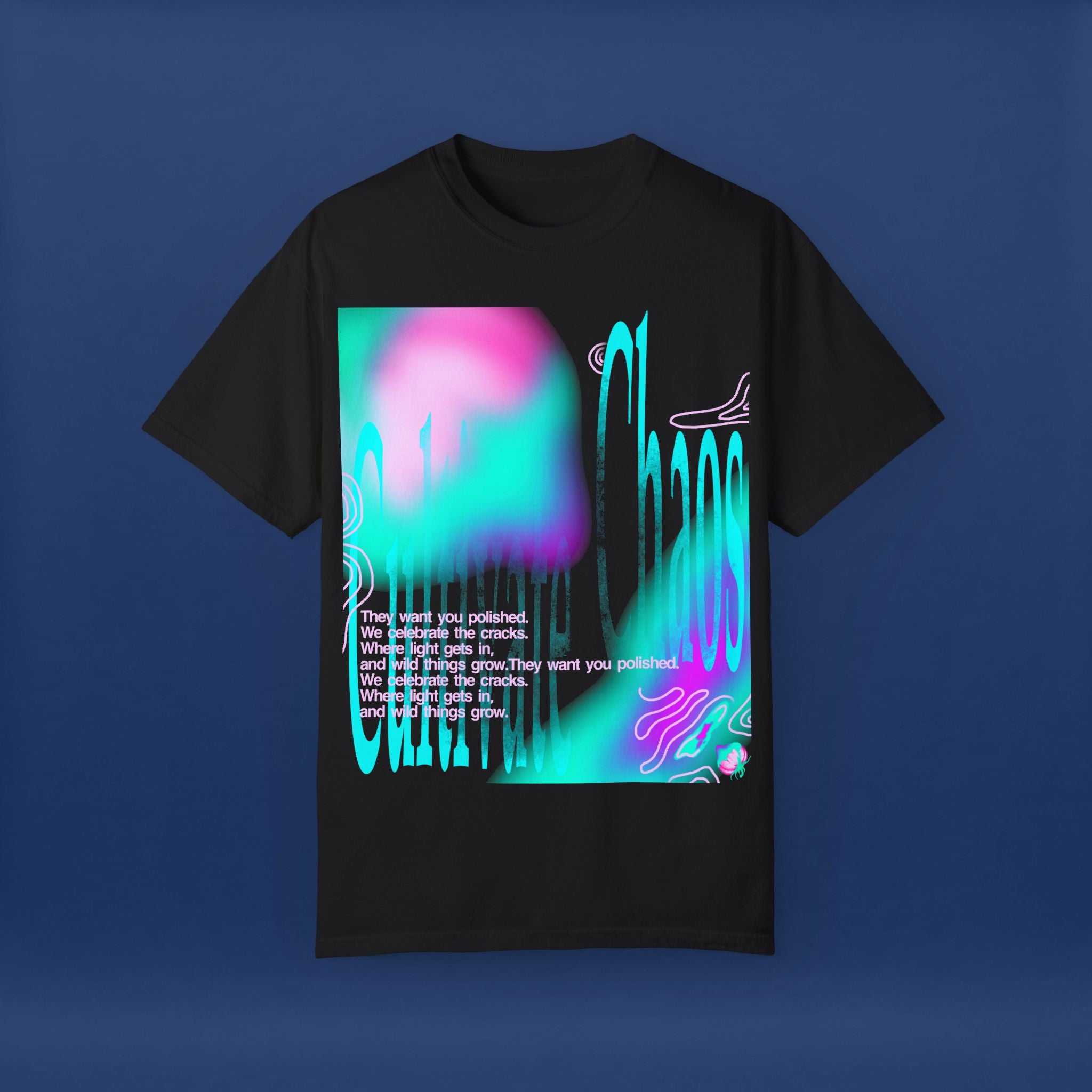 Cyber Neon Apple Graphic Tee Summer Short Sleeve Graphic Tee for Men & Women