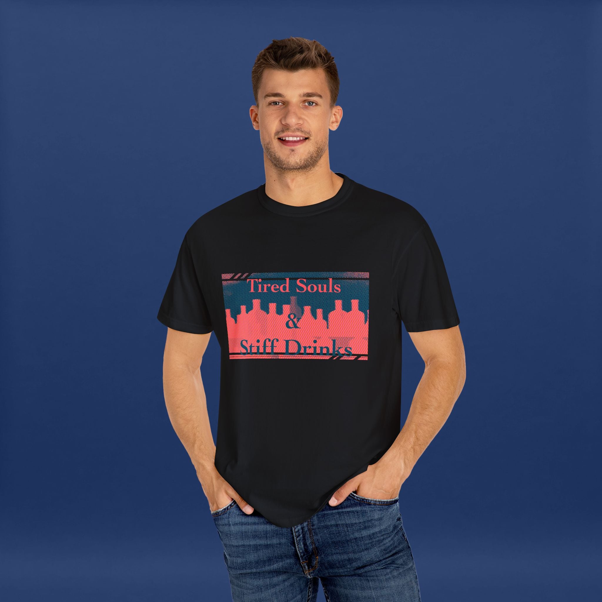 Pop Art Style Liquor Bottle - Summer Short Sleeve Graphic Tee for Men & Women