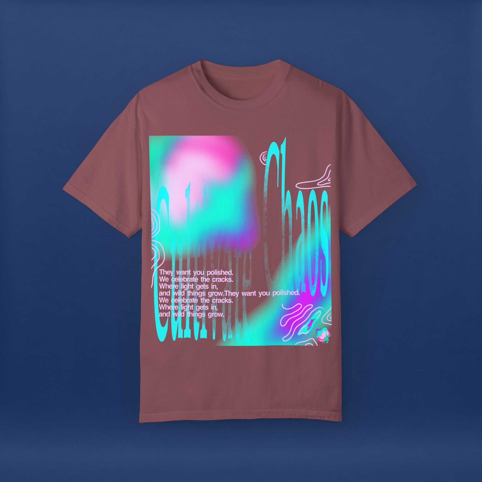 Cyber Neon Apple Graphic Tee Summer Short Sleeve Graphic Tee for Men & Women