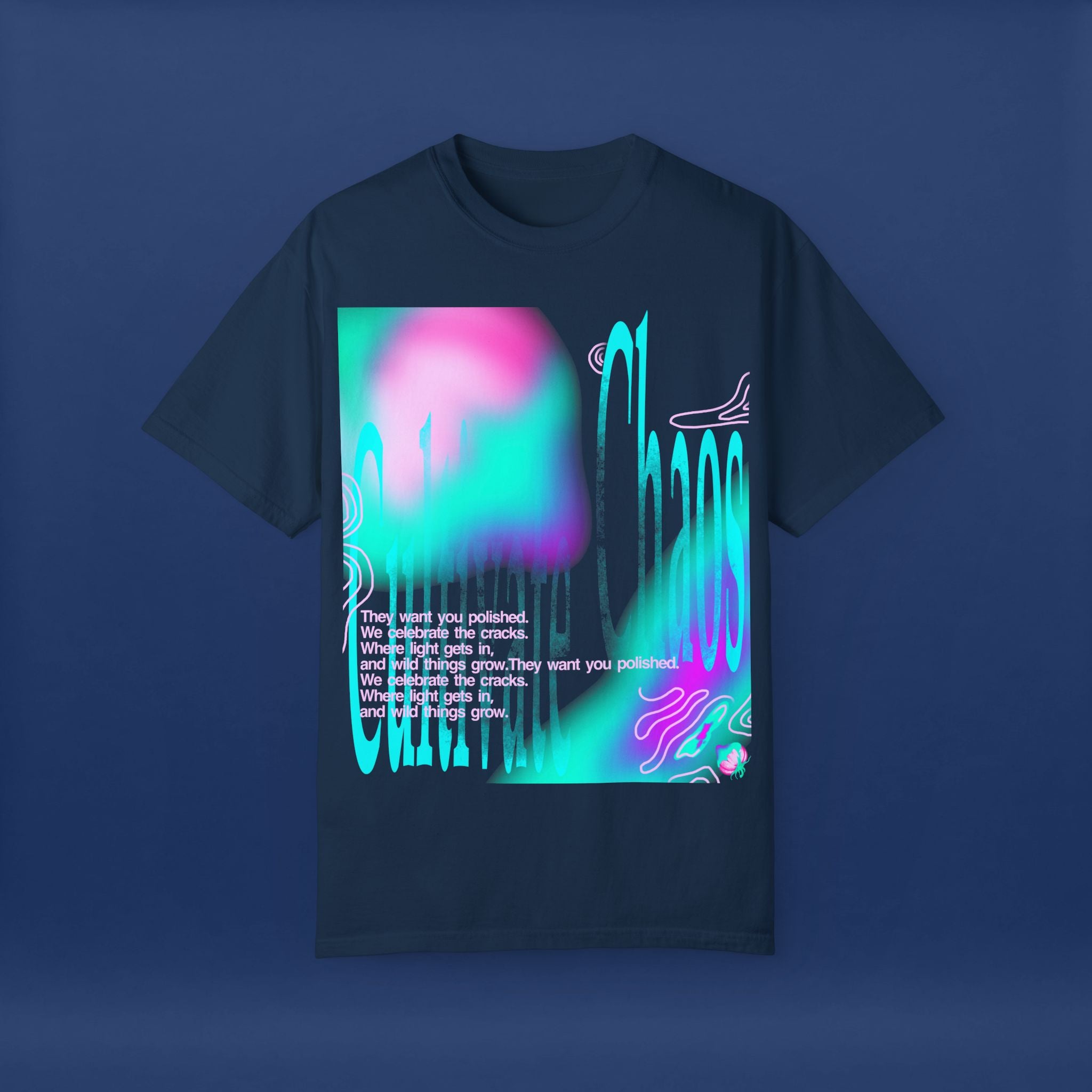 Cyber Neon Apple Graphic Tee Summer Short Sleeve Graphic Tee for Men & Women