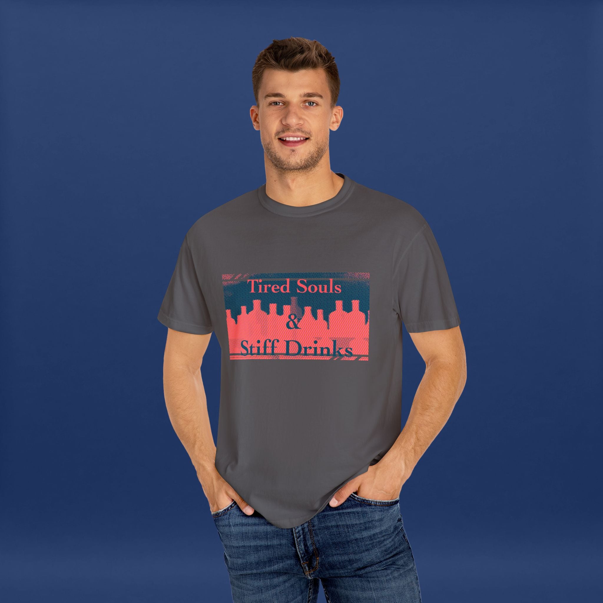 Pop Art Style Liquor Bottle - Summer Short Sleeve Graphic Tee for Men & Women