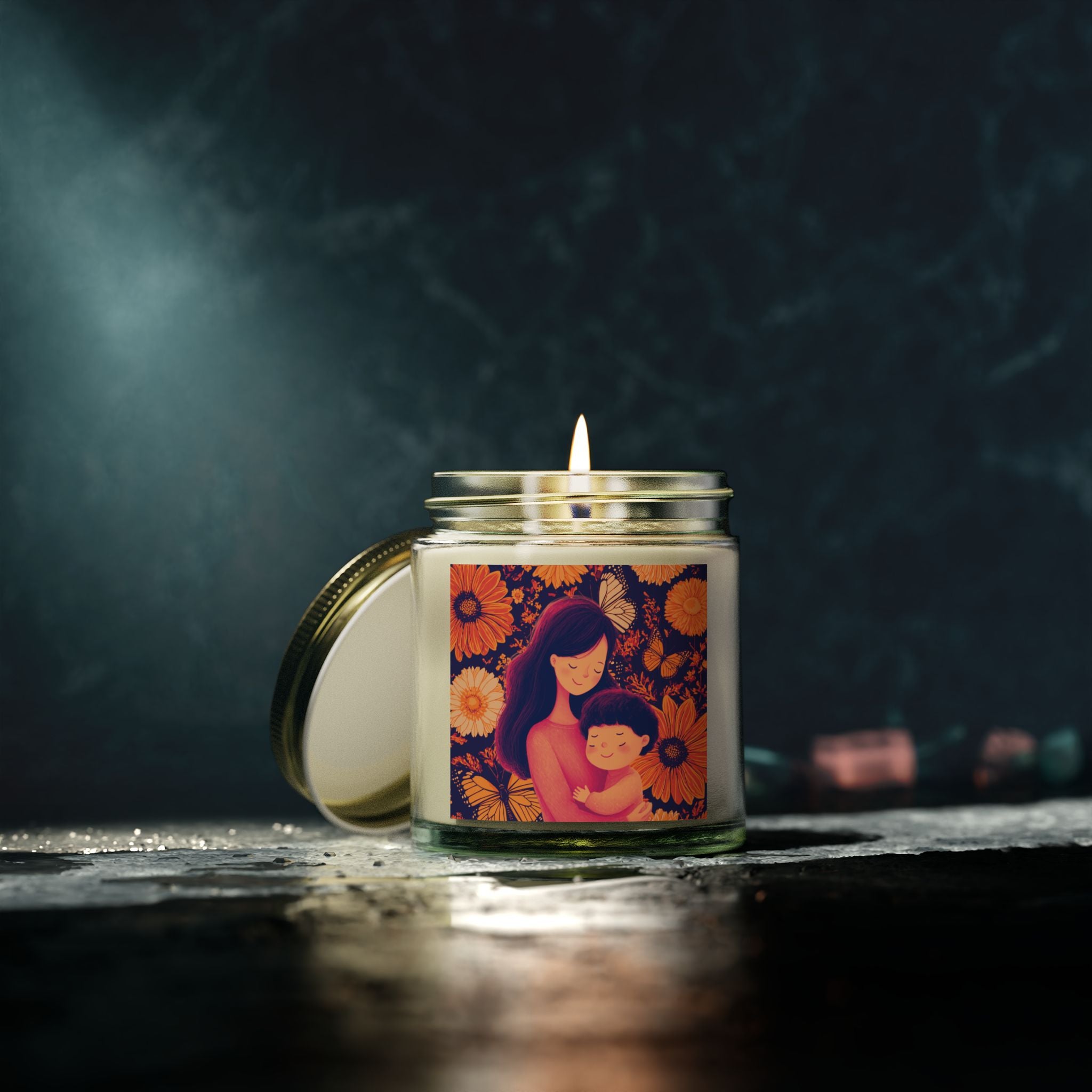 Copy of Scented Candle - Coconut Apricot Wax, Floral Mother's Love Design