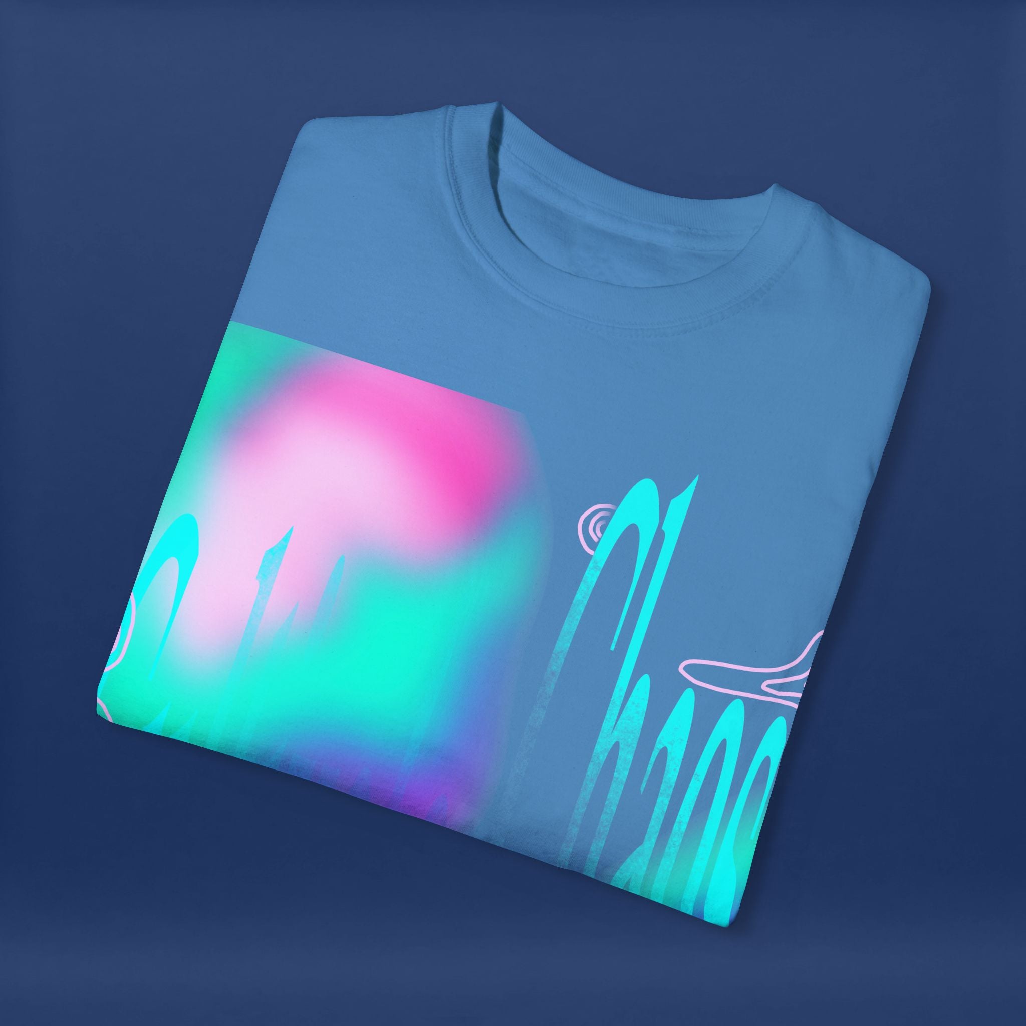 Cyber Neon Apple Graphic Tee Summer Short Sleeve Graphic Tee for Men & Women