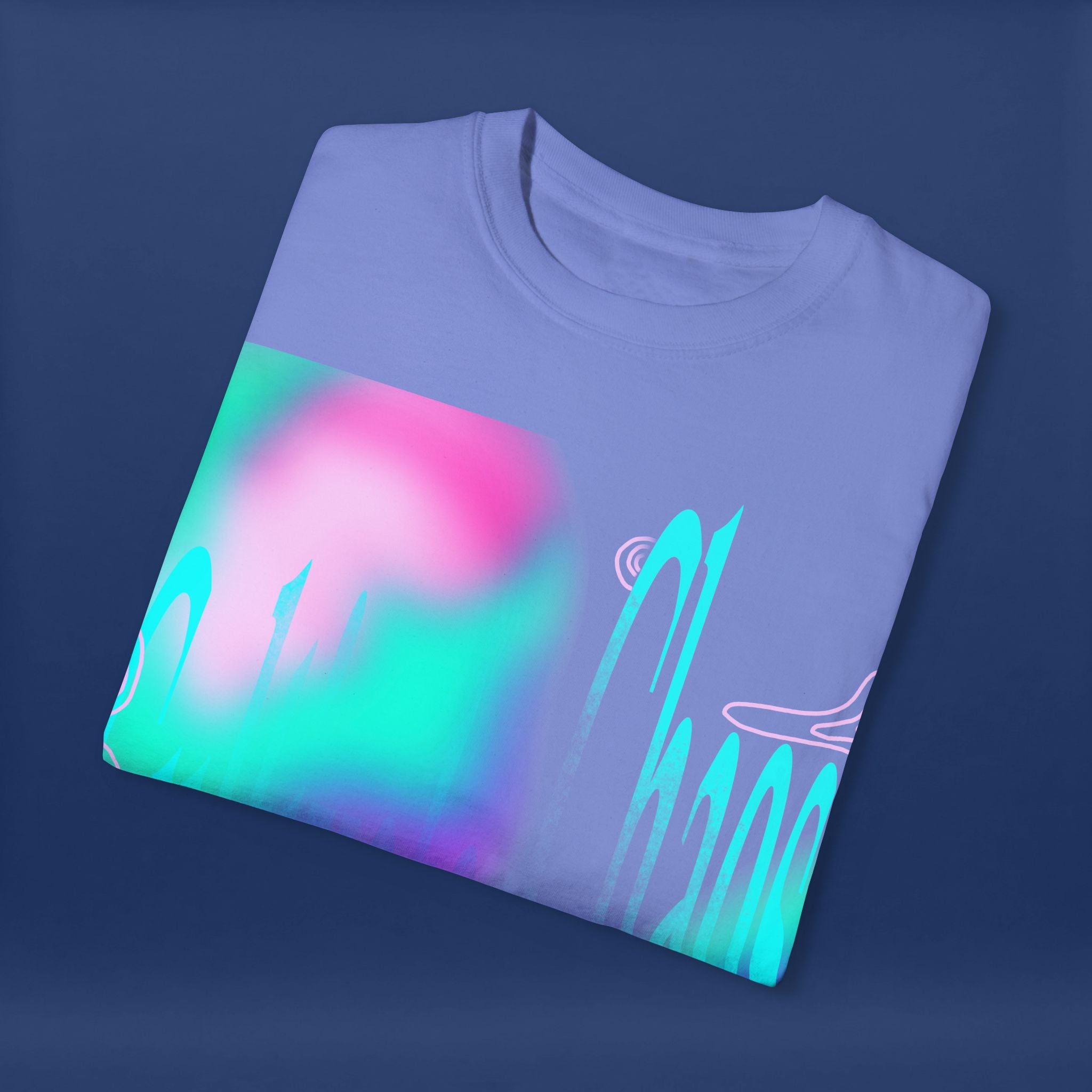 Cyber Neon Apple Graphic Tee Summer Short Sleeve Graphic Tee for Men & Women