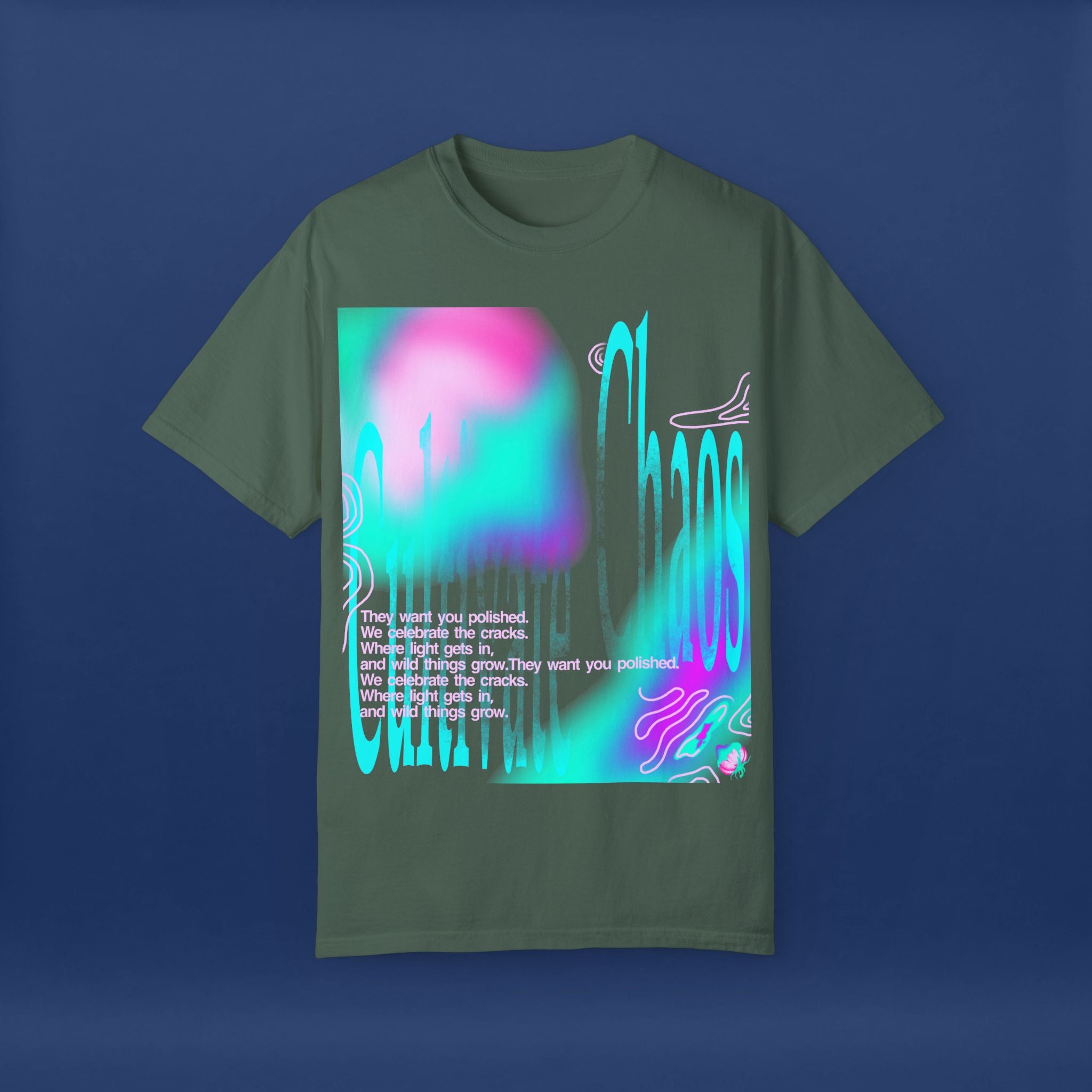 Cyber Neon Apple Graphic Tee Summer Short Sleeve Graphic Tee for Men & Women