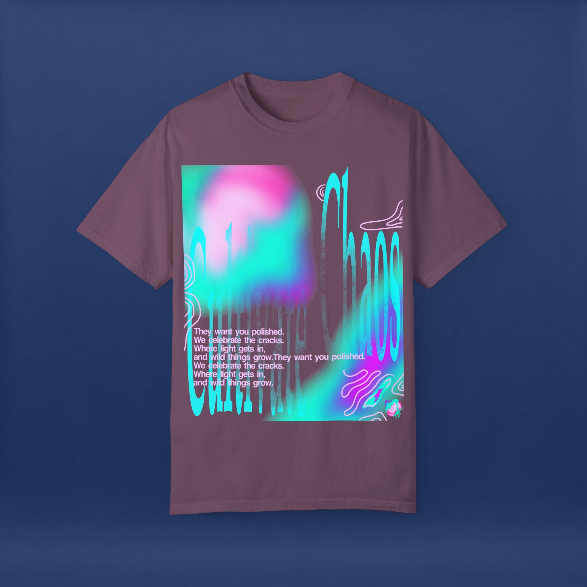 Cyber Neon Apple Graphic Tee Summer Short Sleeve Graphic Tee for Men & Women