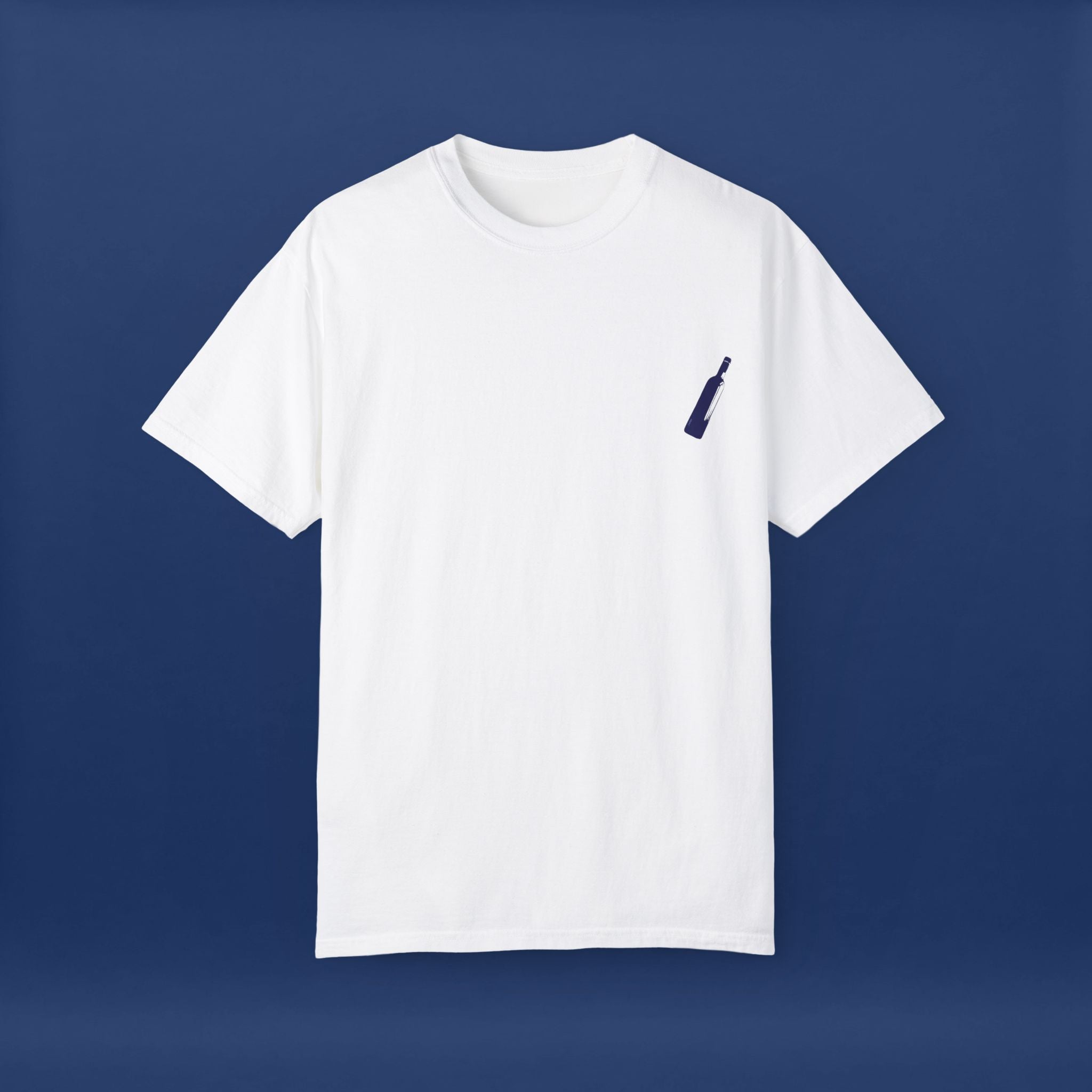 Minimalist Blue Liquor Bottle T-Shirt - Summer Short Sleeve Graphic Tee for Men & Women（Standard Colors ）