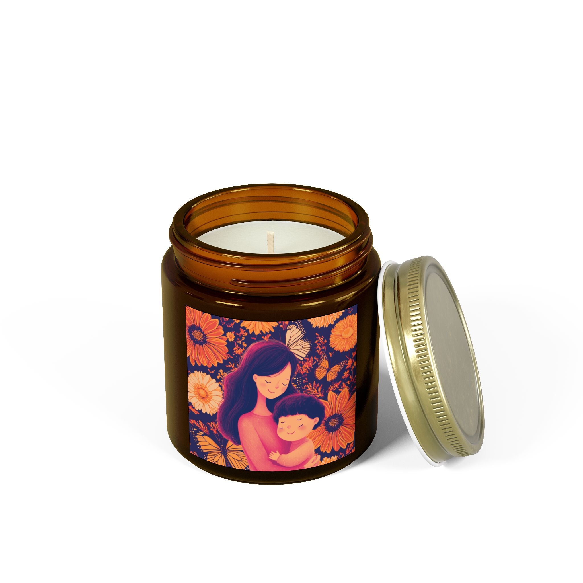 Copy of Scented Candle - Coconut Apricot Wax, Floral Mother's Love Design