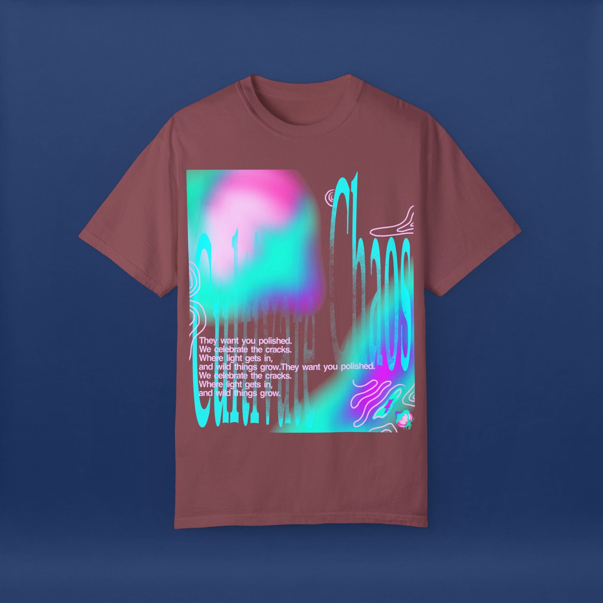 Cyber Neon Apple Graphic Tee Summer Short Sleeve Graphic Tee for Men & Women