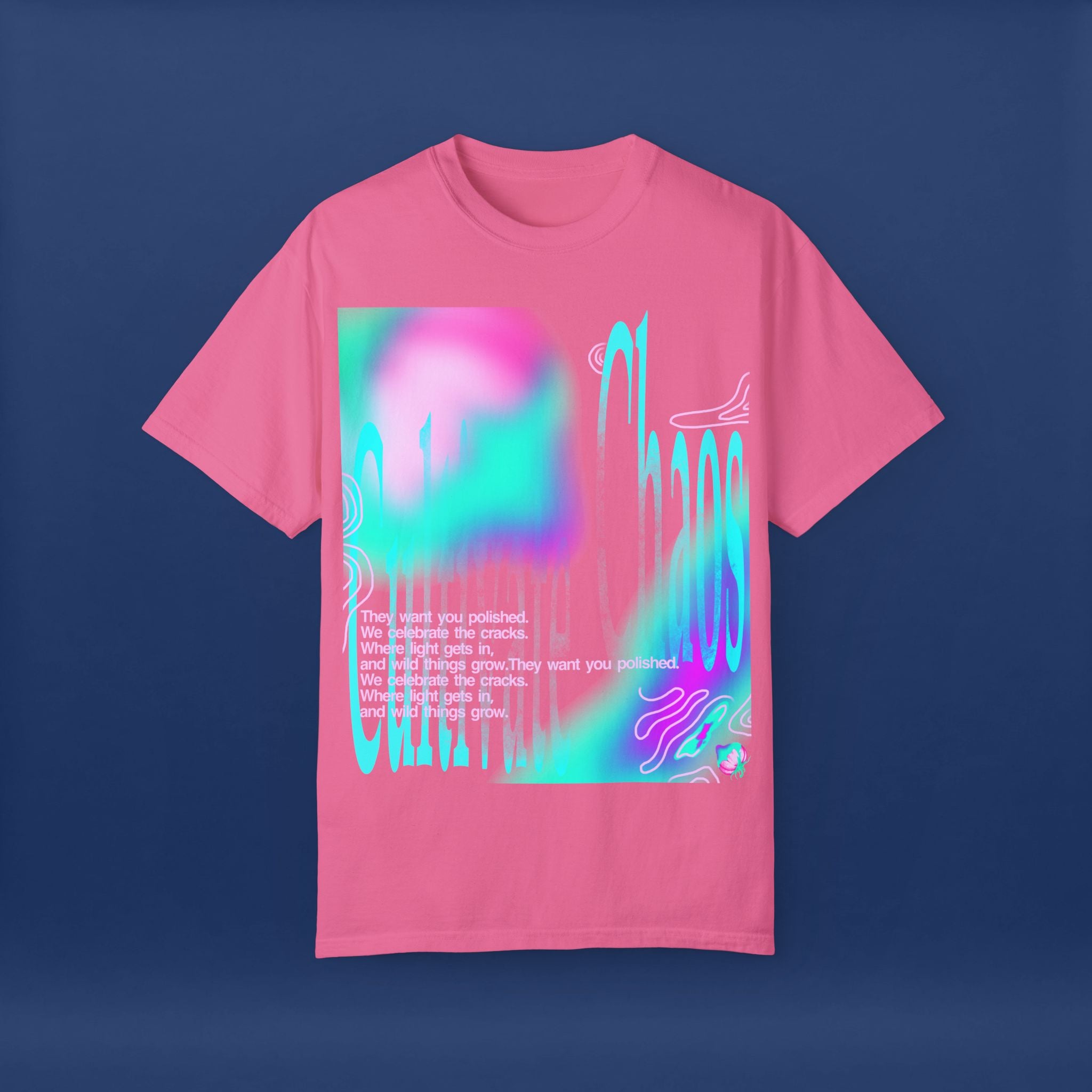 Cyber Neon Apple Graphic Tee Summer Short Sleeve Graphic Tee for Men & Women