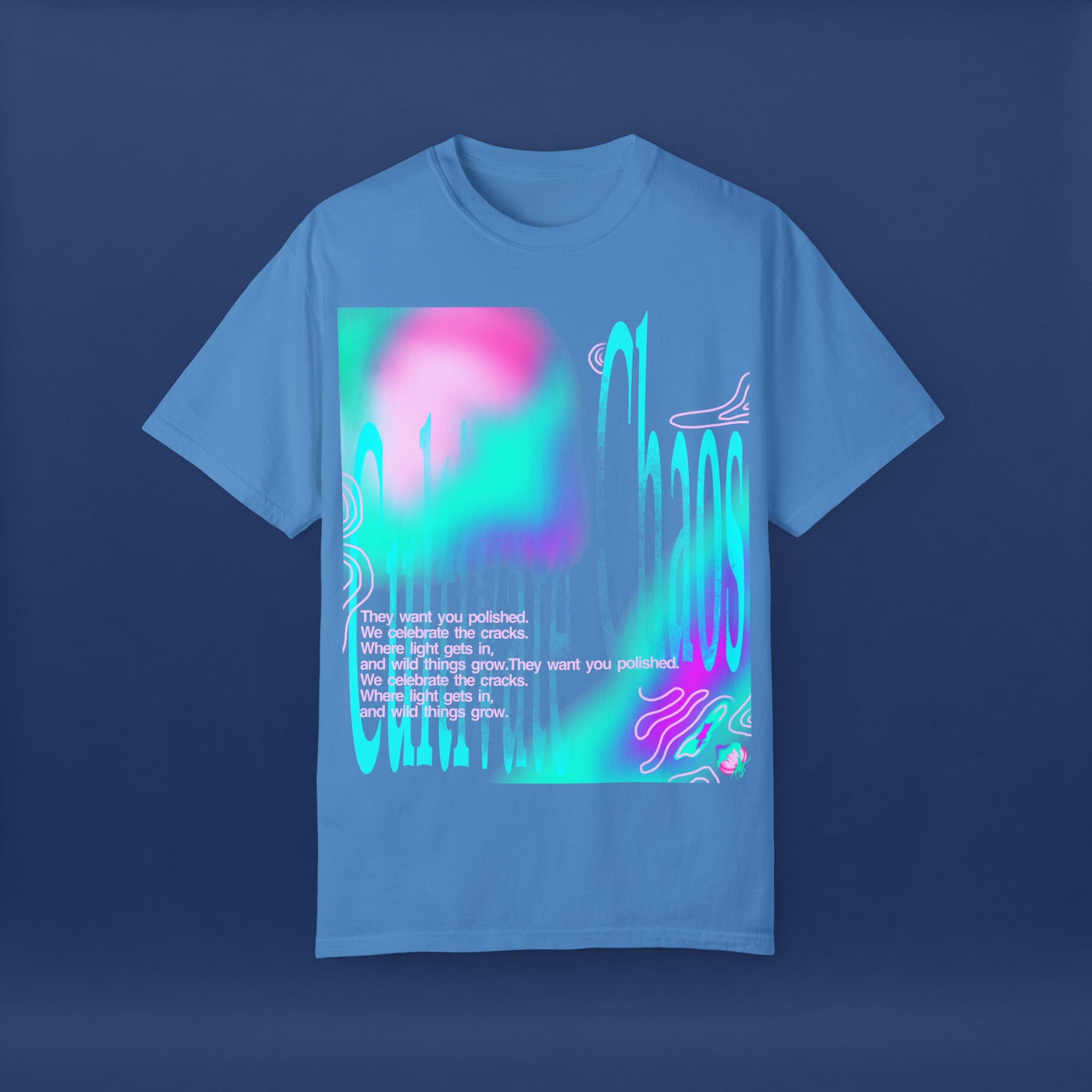 Cyber Neon Apple Graphic Tee Summer Short Sleeve Graphic Tee for Men & Women