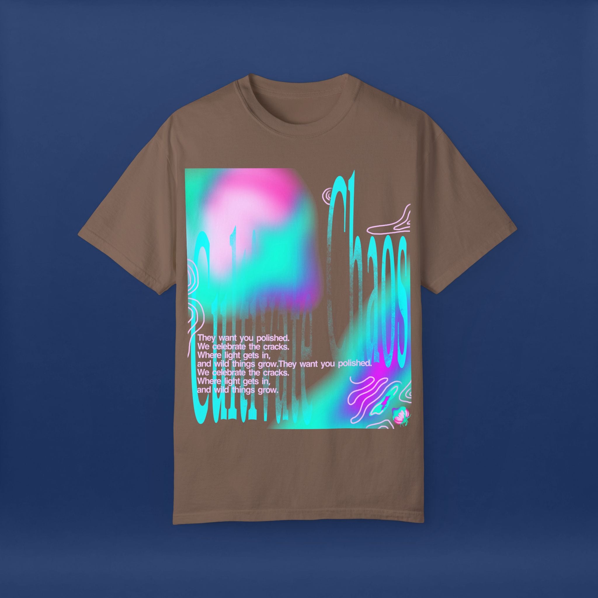 Cyber Neon Apple Graphic Tee Summer Short Sleeve Graphic Tee for Men & Women