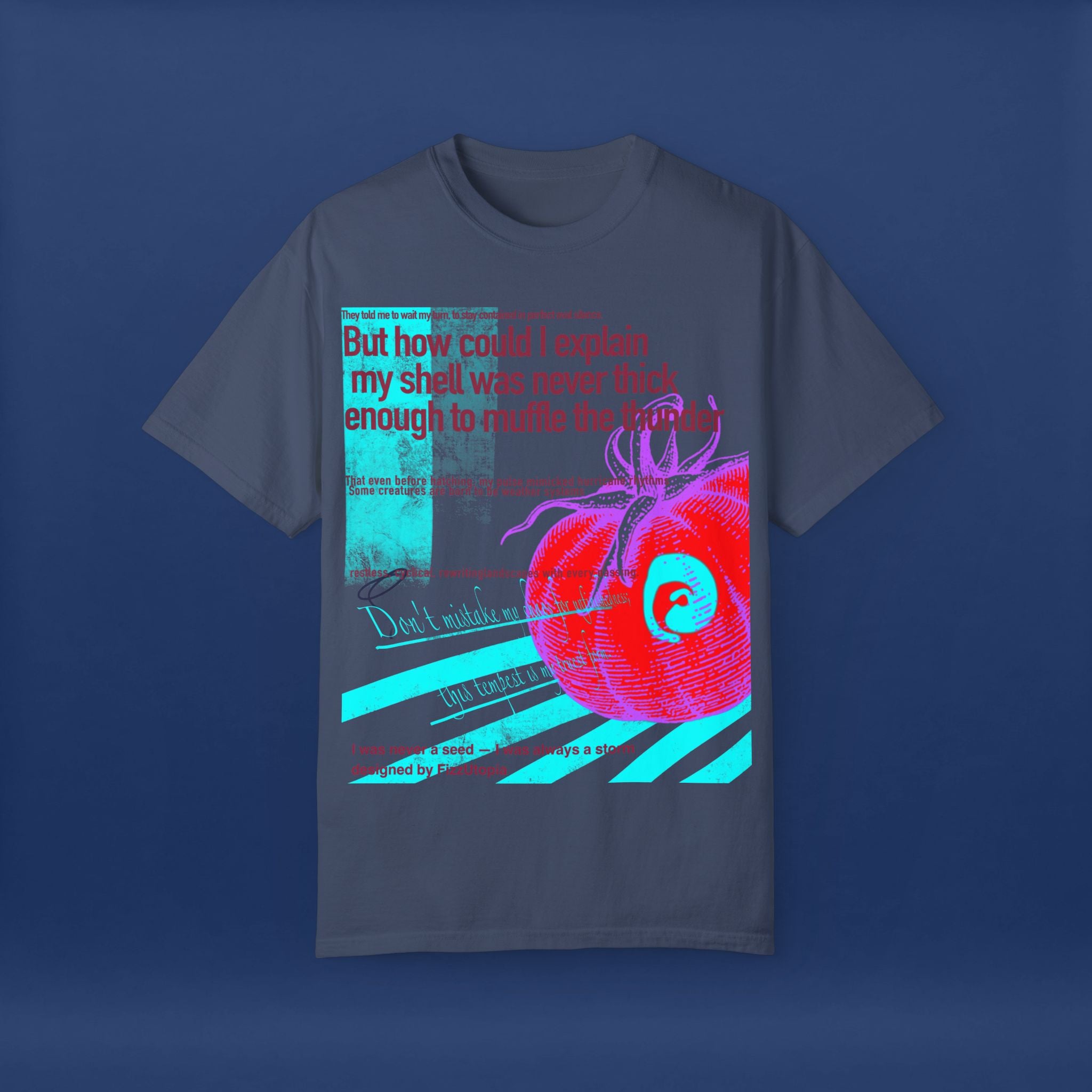 Mutant Apple Color-Block Stripes T-Shirt - Summer Short Sleeve Graphic Tee for Men & Women