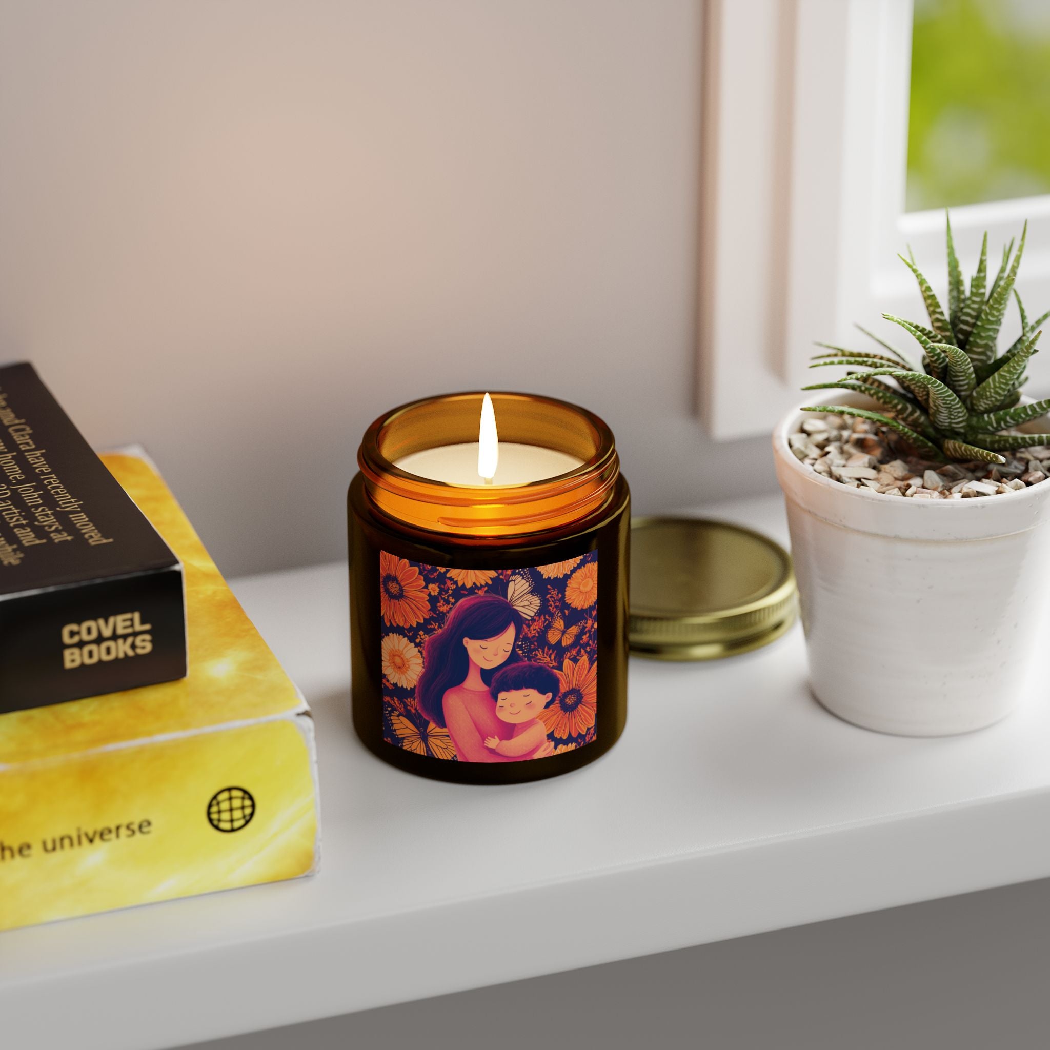 Copy of Scented Candle - Coconut Apricot Wax, Floral Mother's Love Design