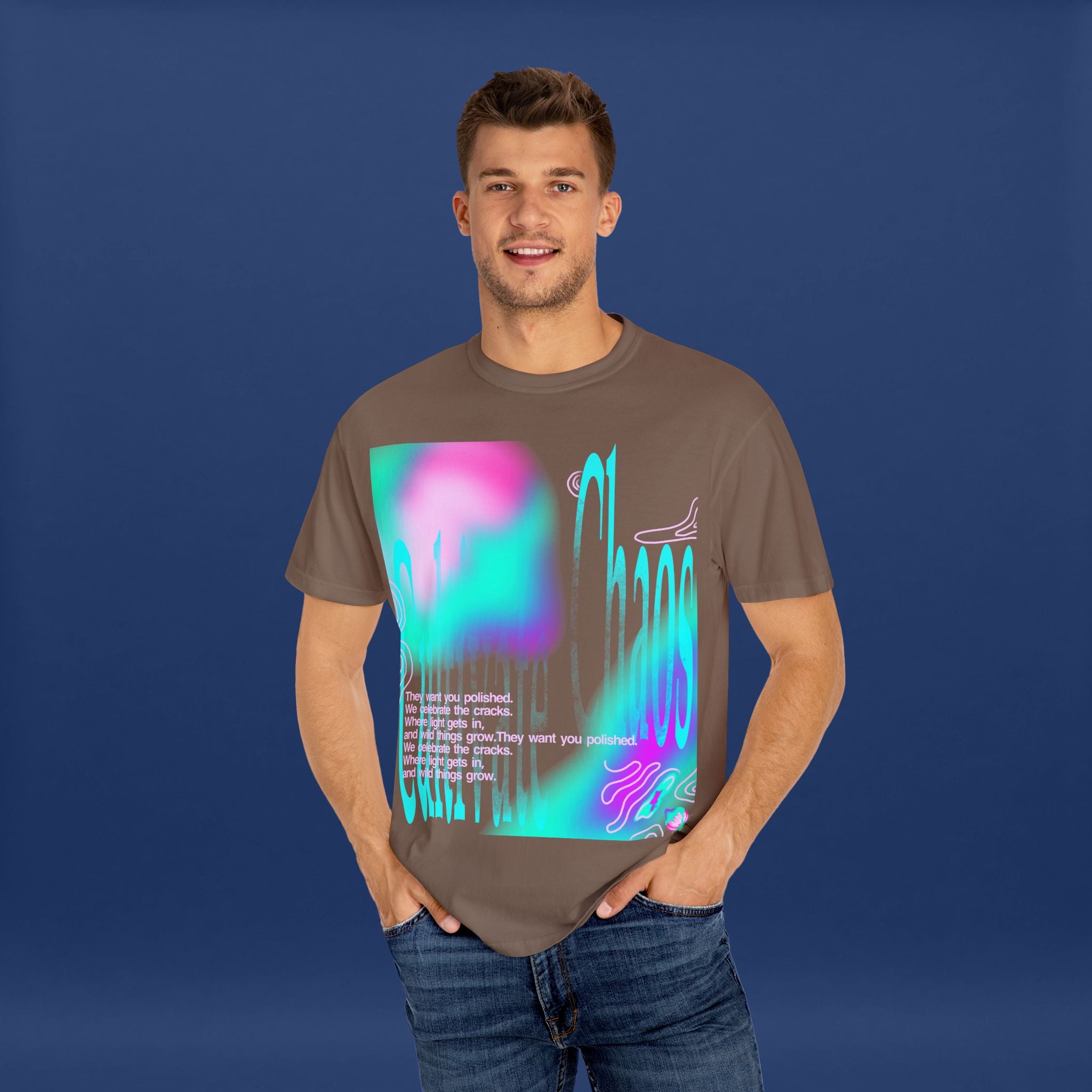 Cyber Neon Apple Graphic Tee Summer Short Sleeve Graphic Tee for Men & Women