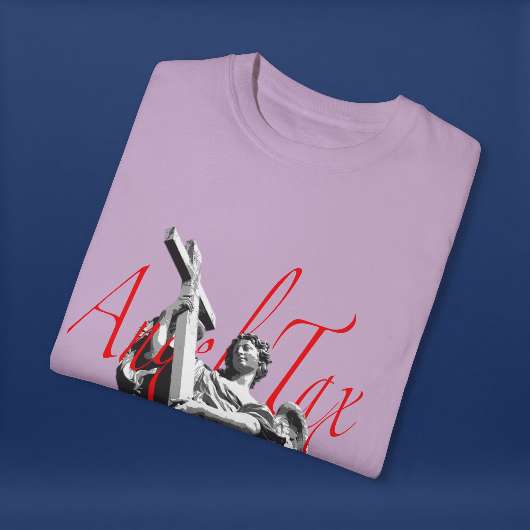 Cross Idol Sculpture Lettering T-Shirt - Summer Short Sleeve Graphic Tee for Men & Women