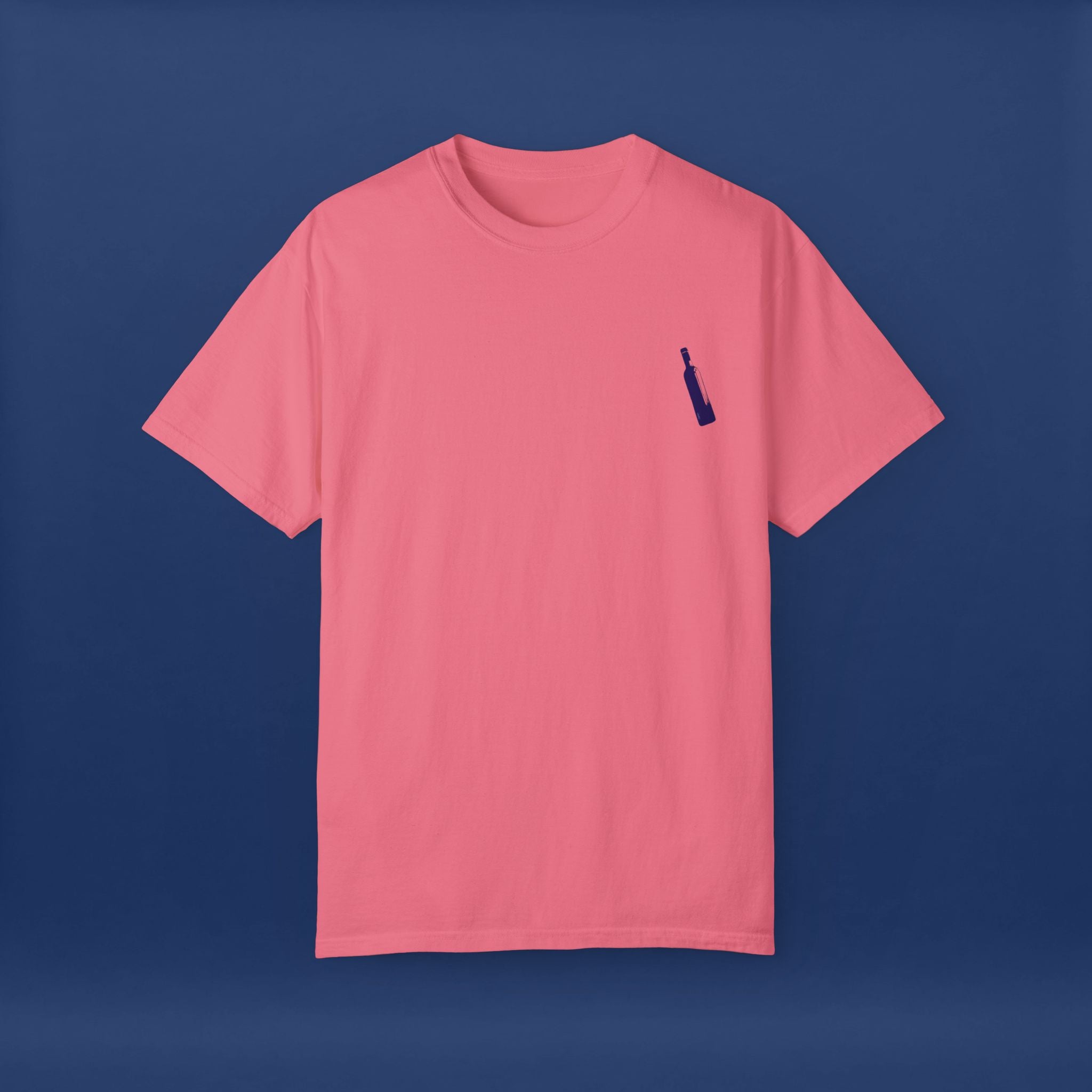 Minimalist Blue Liquor Bottle T-Shirt - Summer Short Sleeve Graphic Tee for Men & Women（Vibrant Colors ）