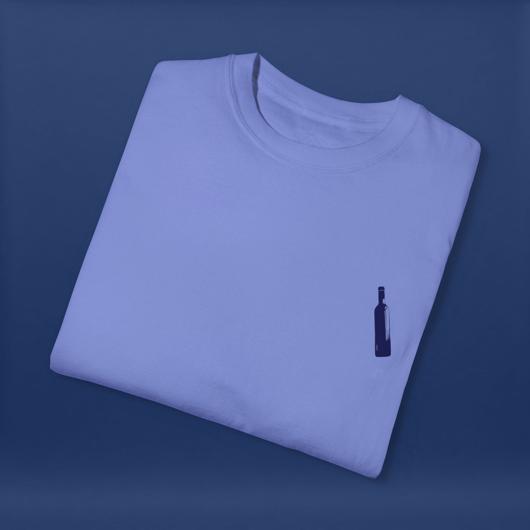 Minimalist Blue Liquor Bottle T-Shirt - Summer Short Sleeve Graphic Tee for Men & Women（Vibrant Colors ）