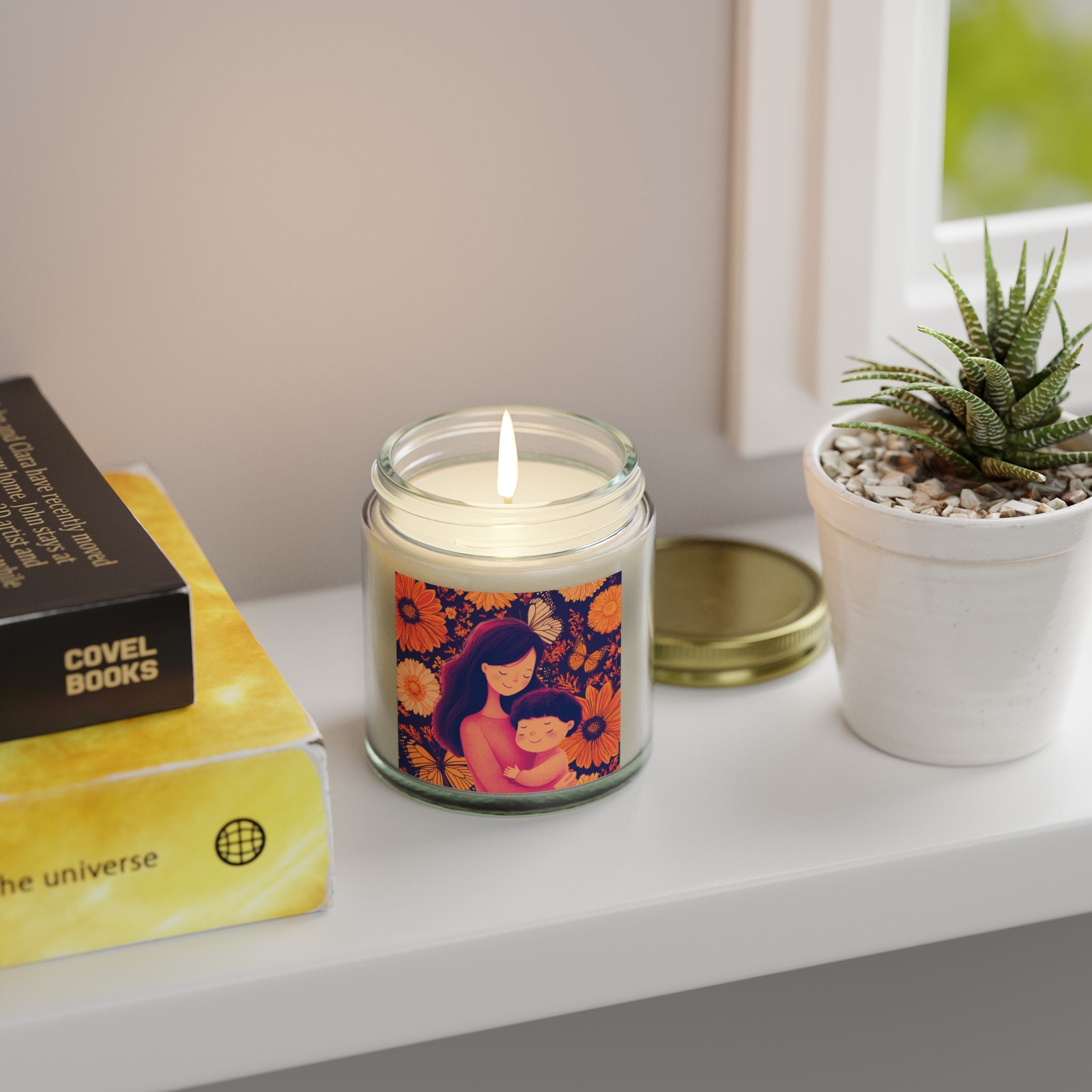 Copy of Scented Candle - Coconut Apricot Wax, Floral Mother's Love Design