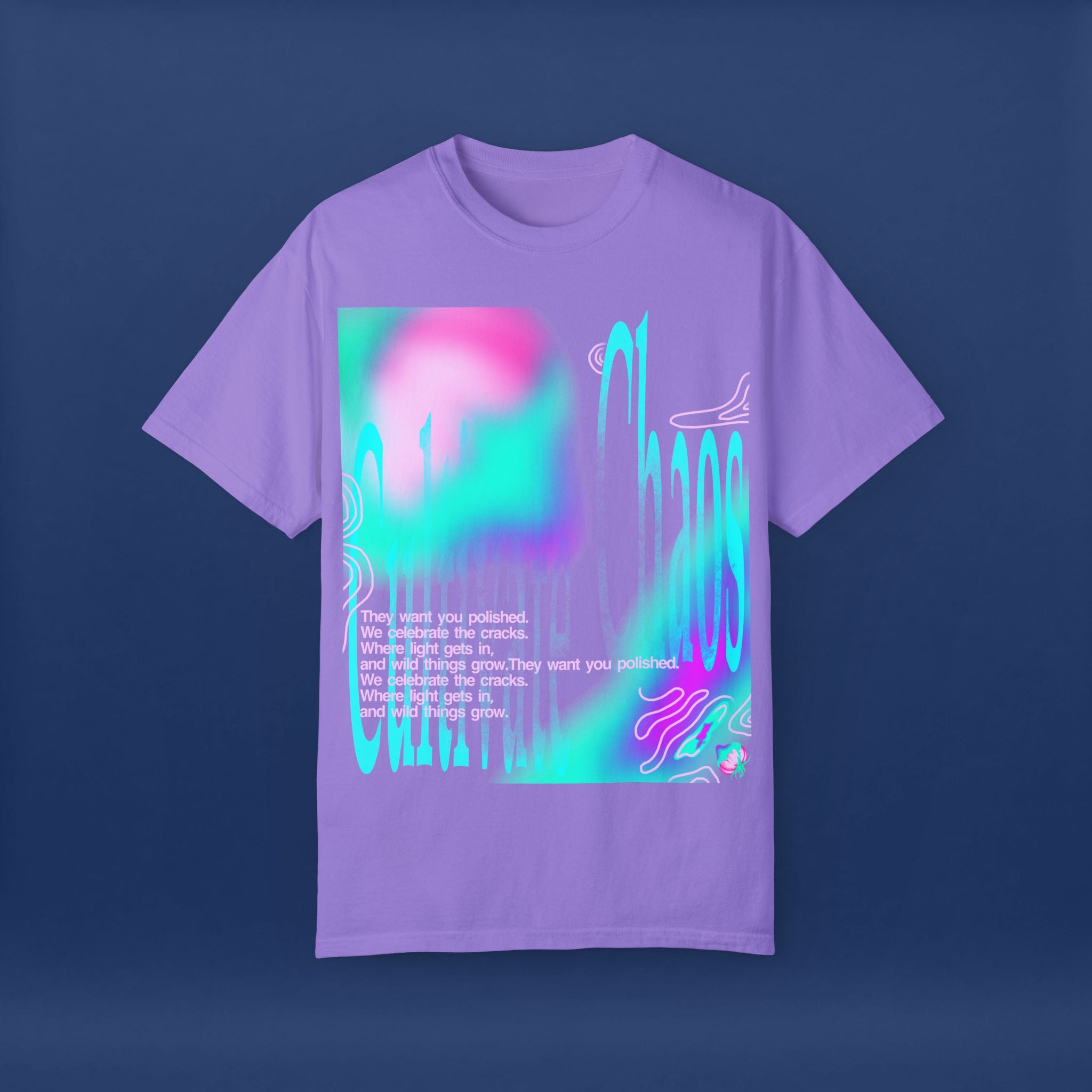 Cyber Neon Apple Graphic Tee Summer Short Sleeve Graphic Tee for Men & Women