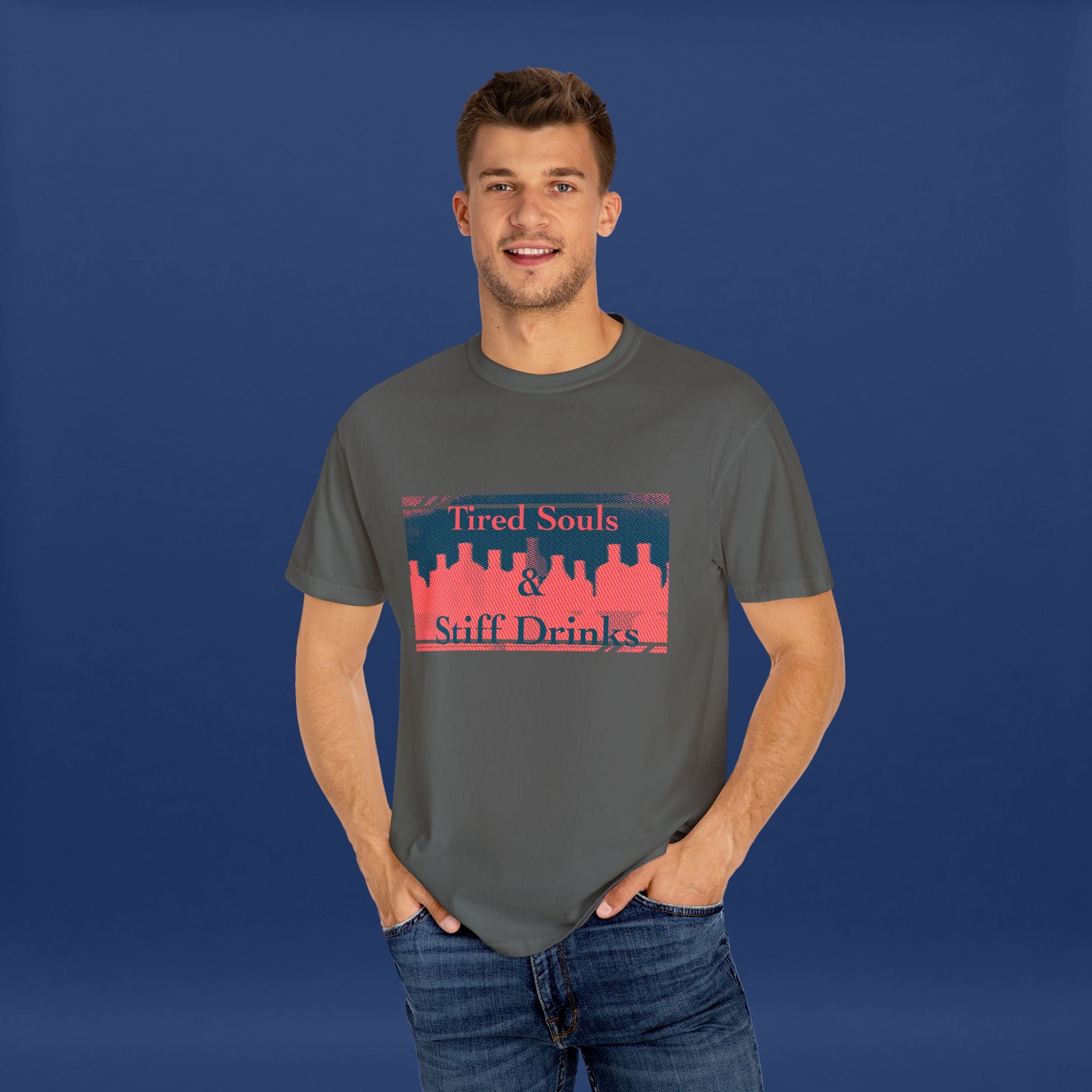 Pop Art Style Liquor Bottle - Summer Short Sleeve Graphic Tee for Men & Women