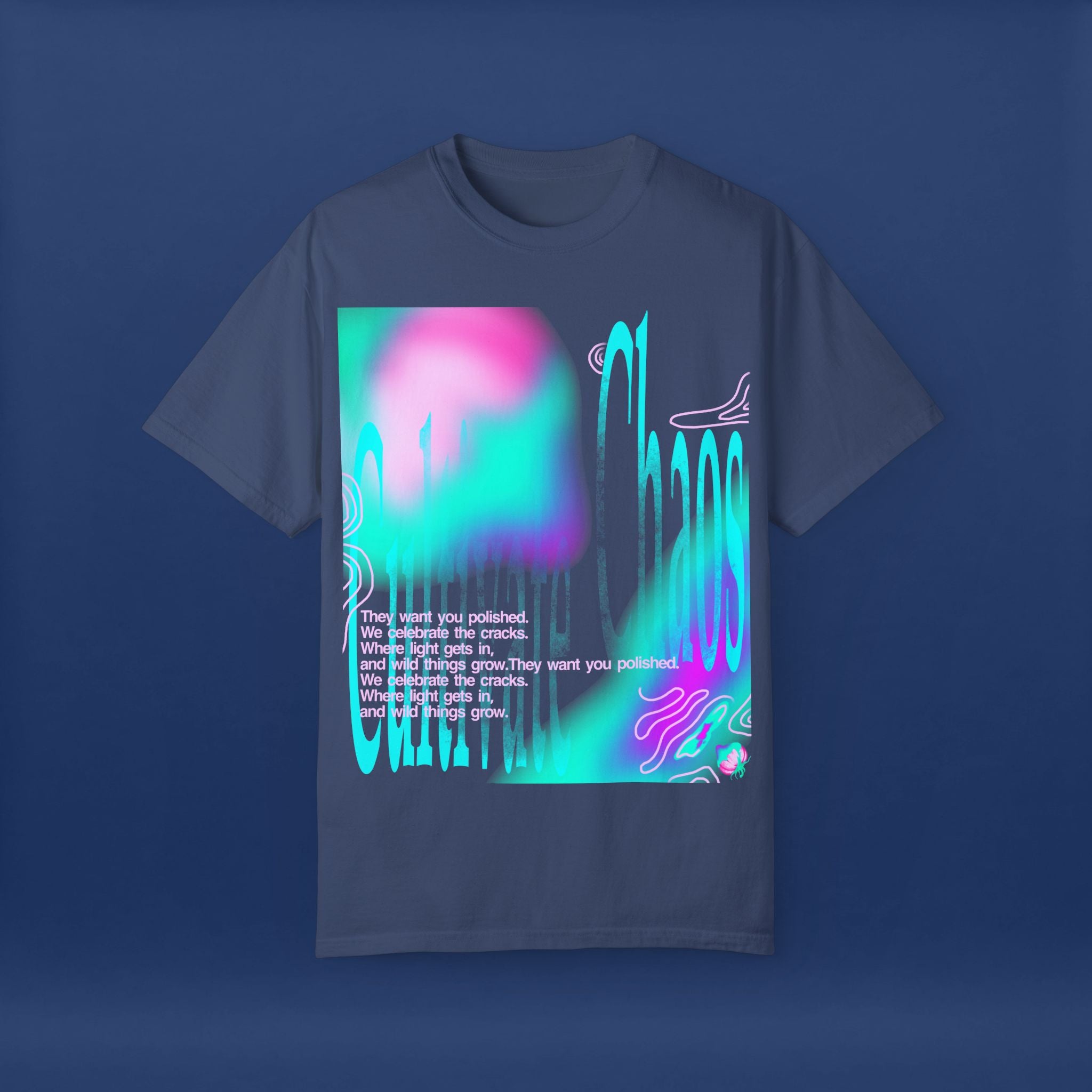 Cyber Neon Apple Graphic Tee Summer Short Sleeve Graphic Tee for Men & Women
